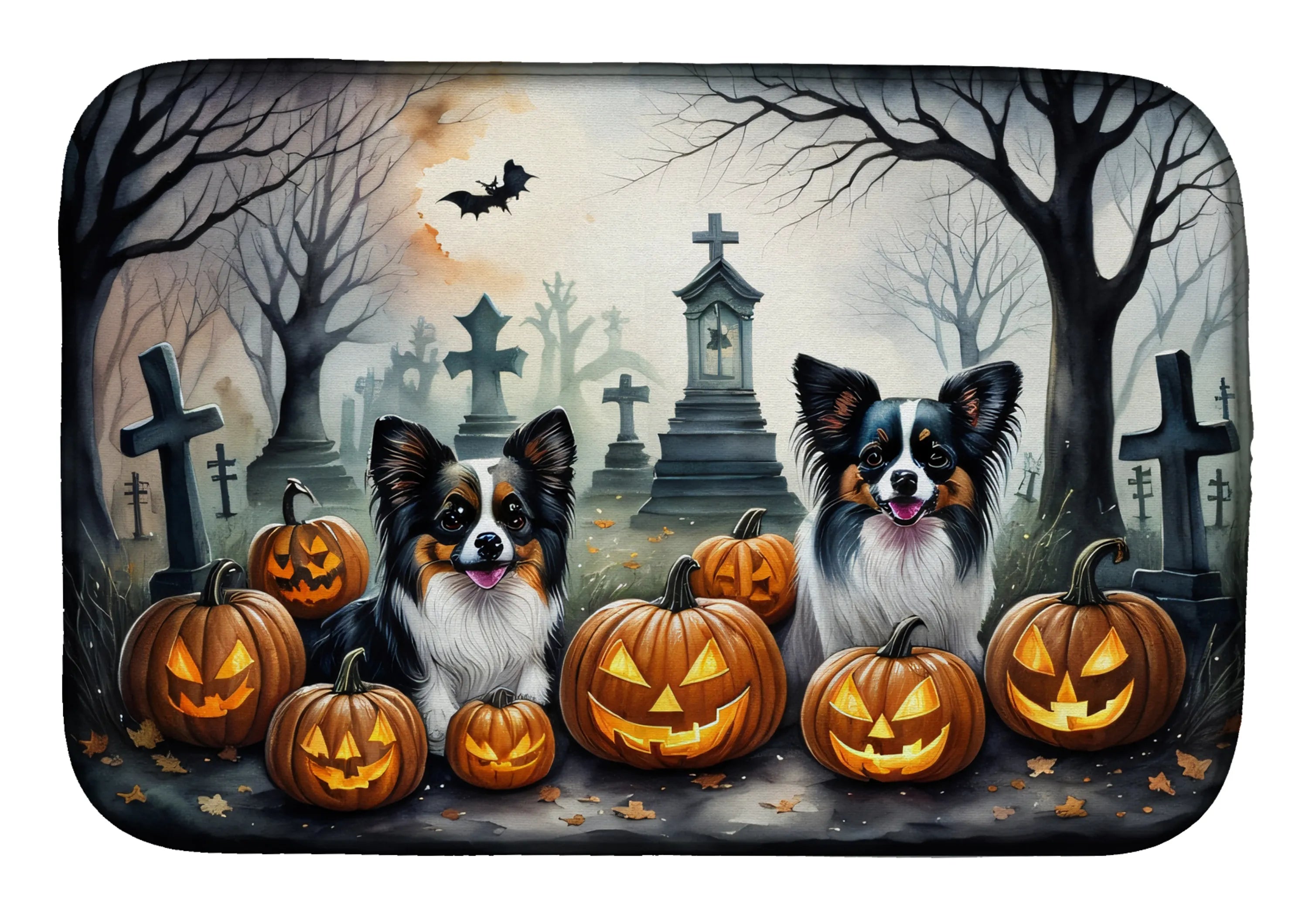 Spooky Halloween Dish Drying Mat - Size: 14  X 21" | Pack Of: 1 | Collection name: Spooky halloween