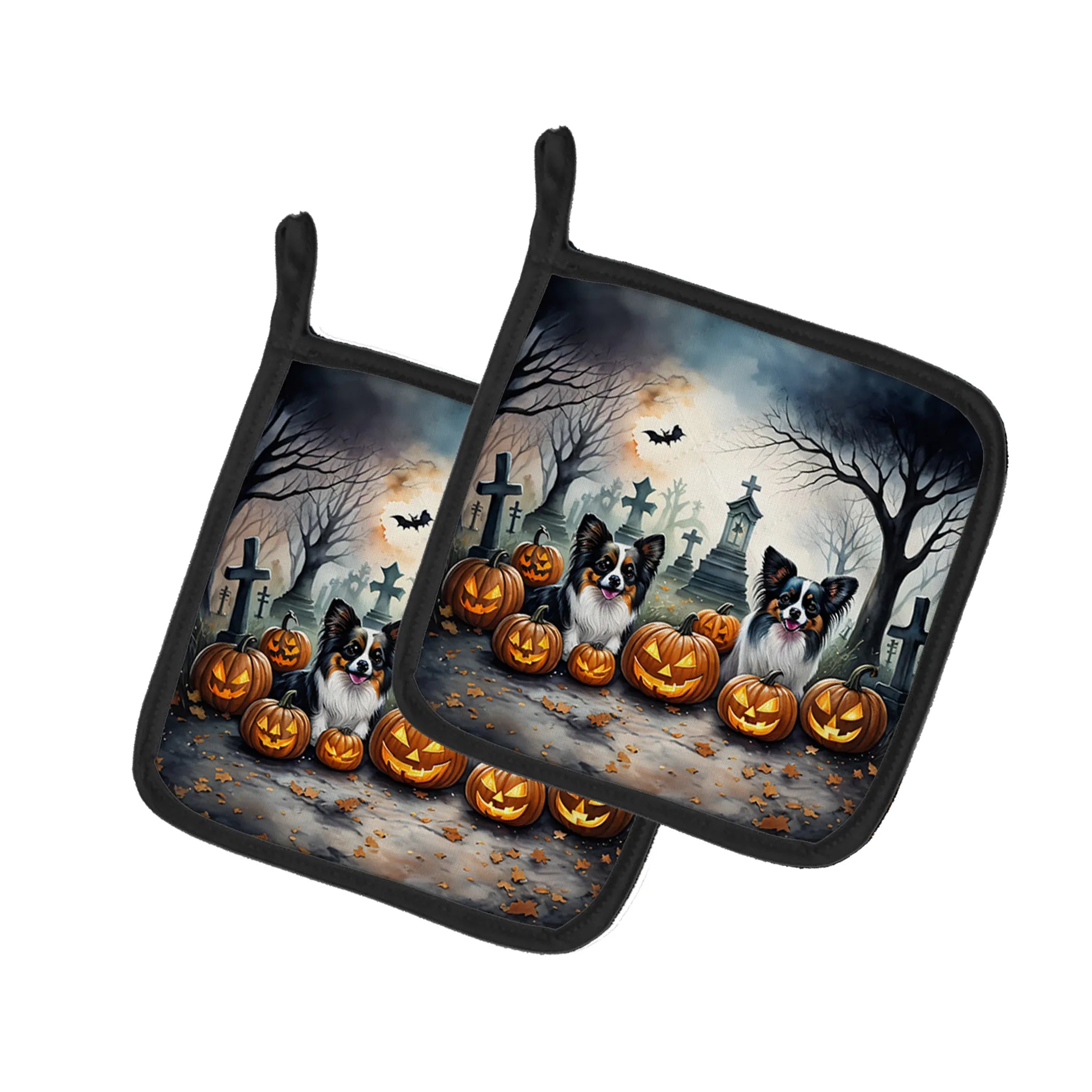Spooky Halloween Pair of Pot Holders - Size: 7.5HX7.5W | Pack Of: 1 | Collection name: Spooky halloween