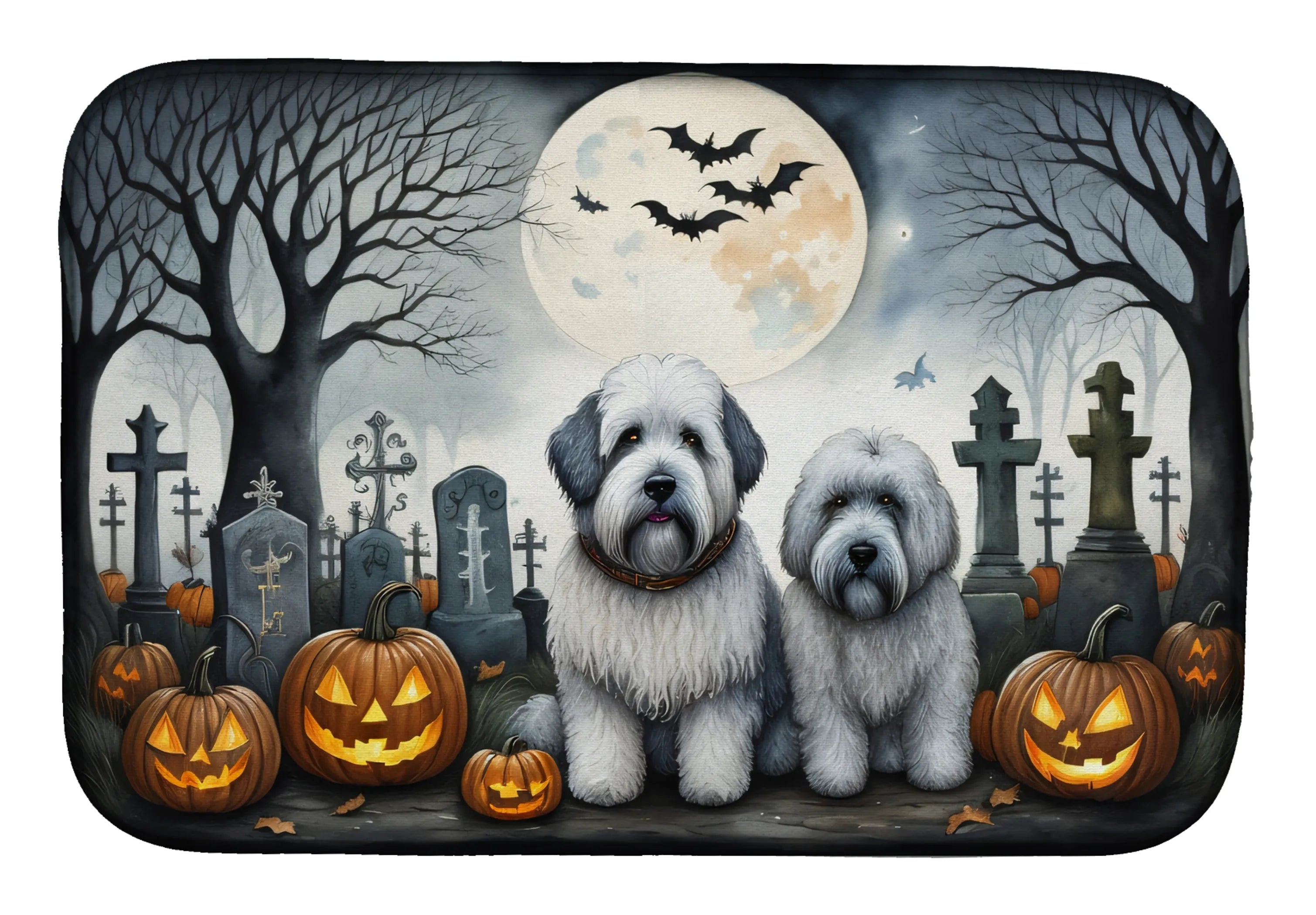 Spooky Halloween Dish Drying Mat - Size: 14  X 21" | Pack Of: 1 | Collection name: Spooky halloween