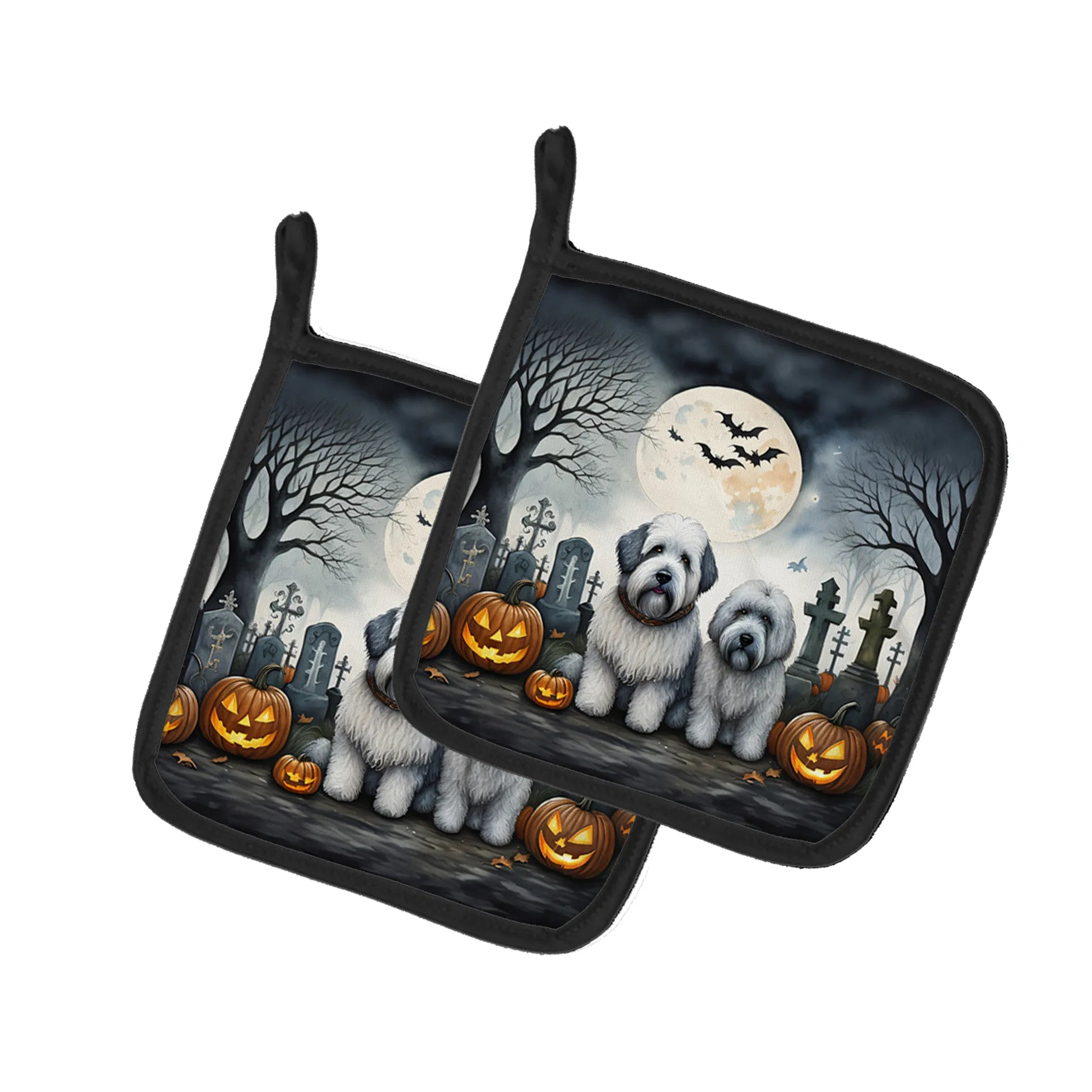 Spooky Halloween Pair of Pot Holders - Size: 7.5HX7.5W | Pack Of: 1 | Collection name: Spooky halloween