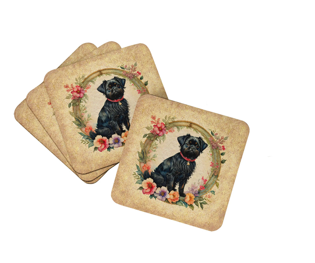 Frame of Flowers Foam Coasters - Size: 3.5 | Pack Of: 1 | Collection name: Frame of flowers