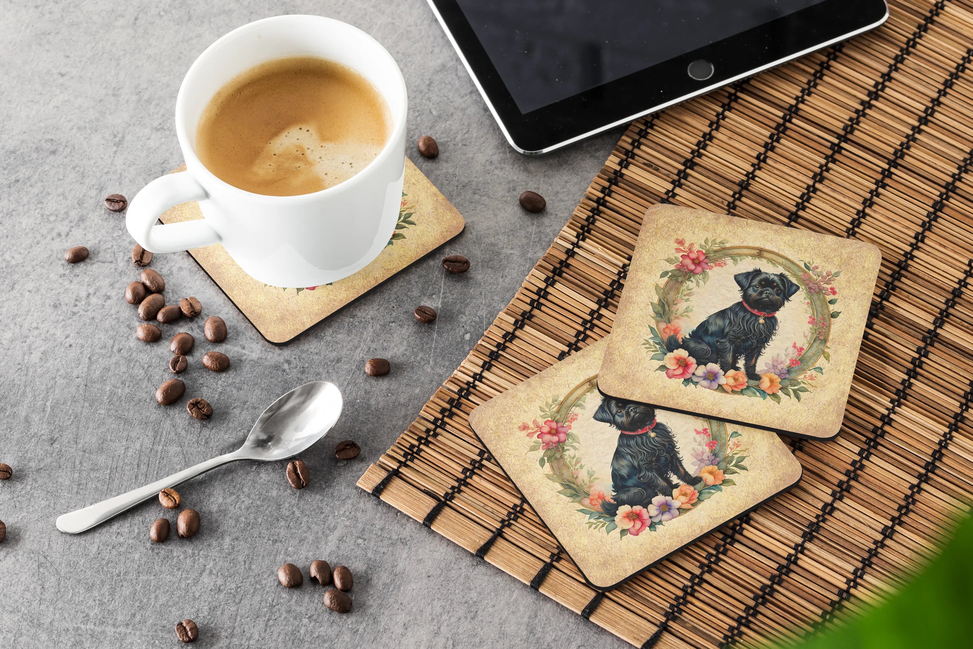 Frame of Flowers Foam Coasters - Size: 3.5 | Pack Of: 1 | Collection name: Frame of flowers