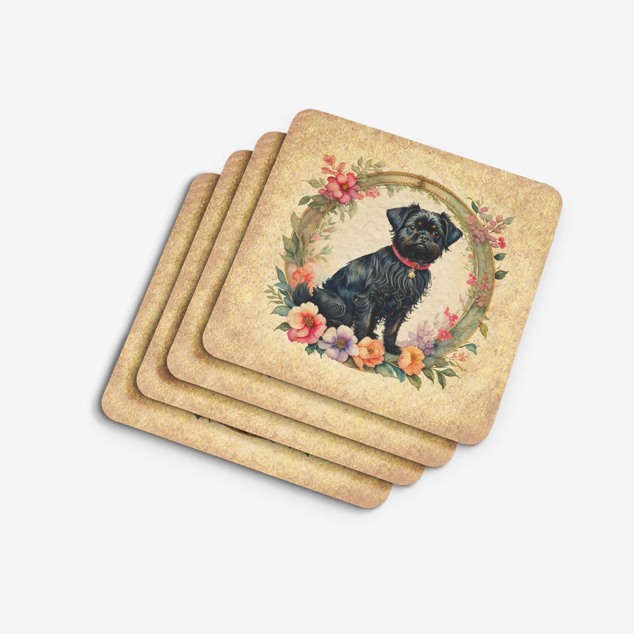 Frame of Flowers Foam Coasters - Size: 3.5 | Pack Of: 1 | Collection name: Frame of flowers