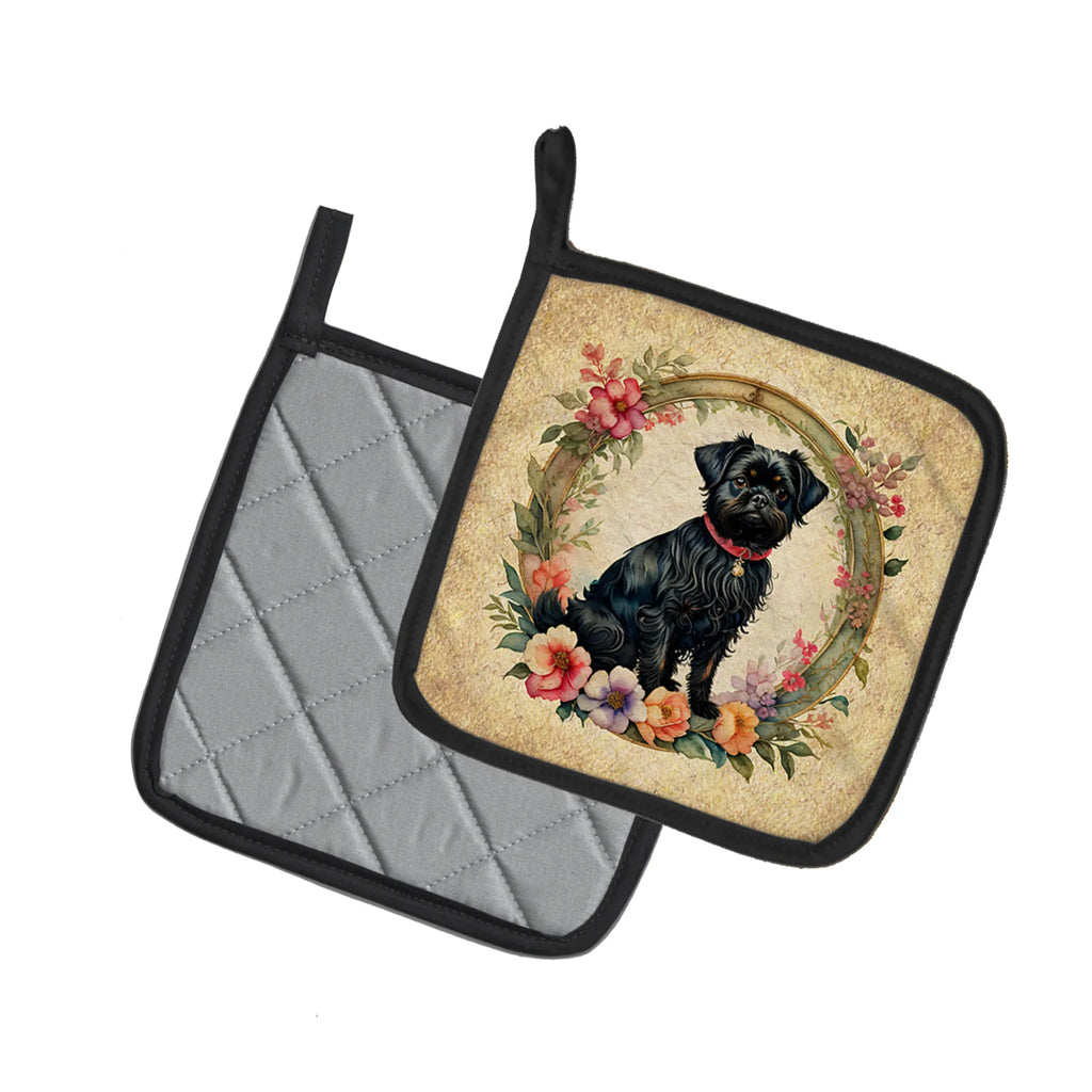 Frame of Flowers Pair of Pot Holders - Size: 7.5HX7.5W | Pack Of: 1 | Collection name: Frame of flowers