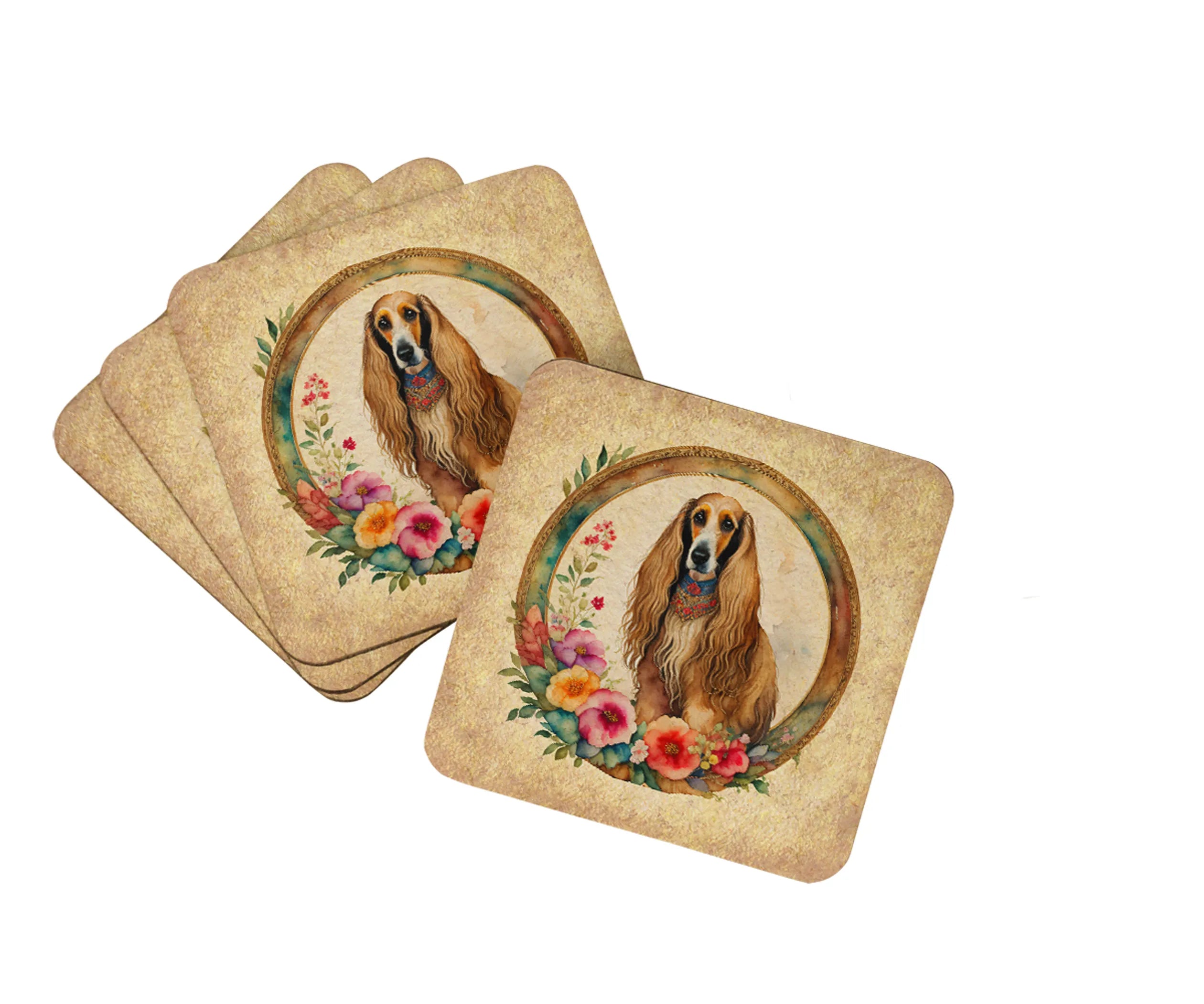 Frame of Flowers Foam Coasters - Size: 3.5 | Pack Of: 1 | Collection name: Frame of flowers