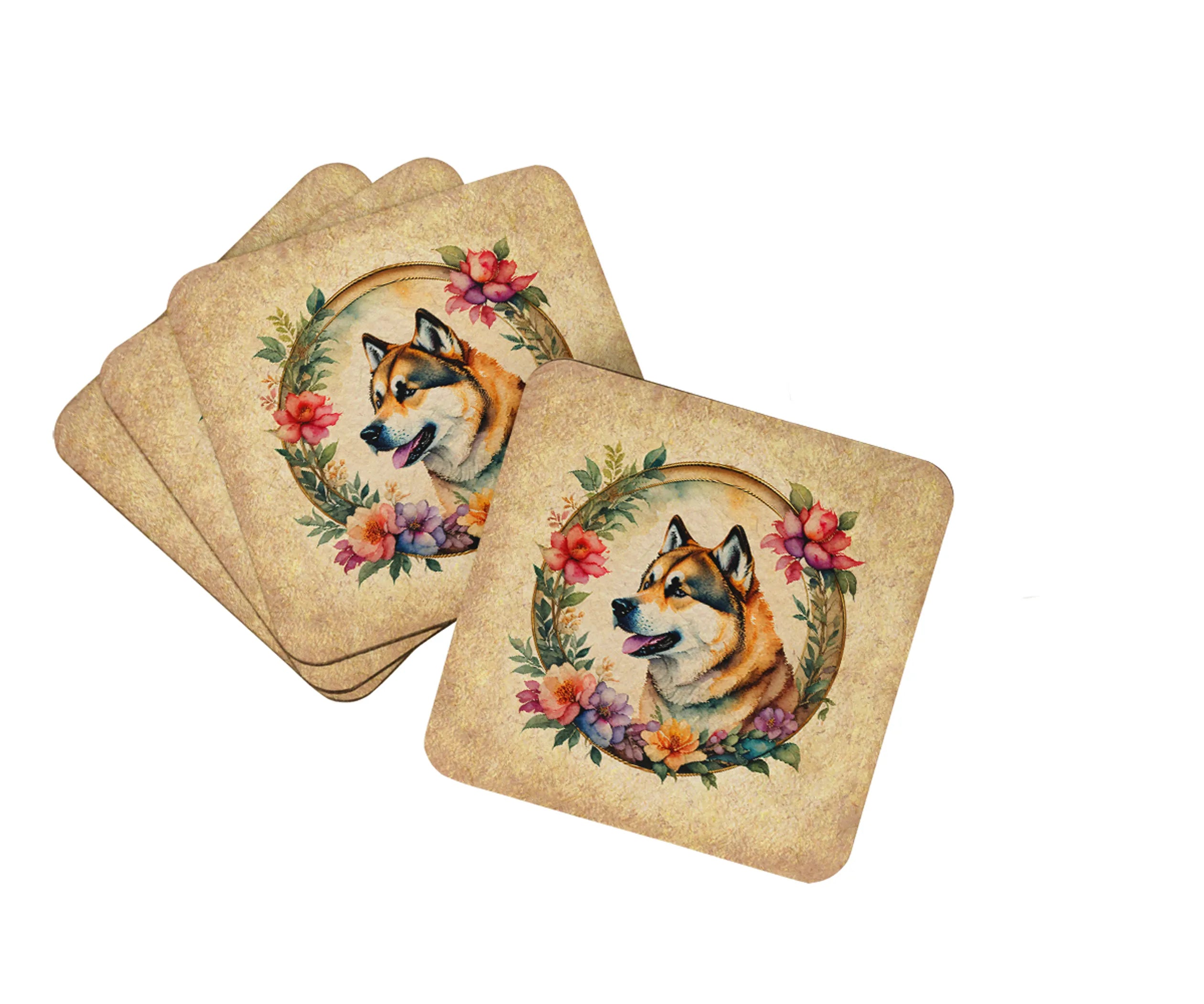 Frame of Flowers Foam Coasters - Size: 3.5 | Pack Of: 1 | Collection name: Frame of flowers