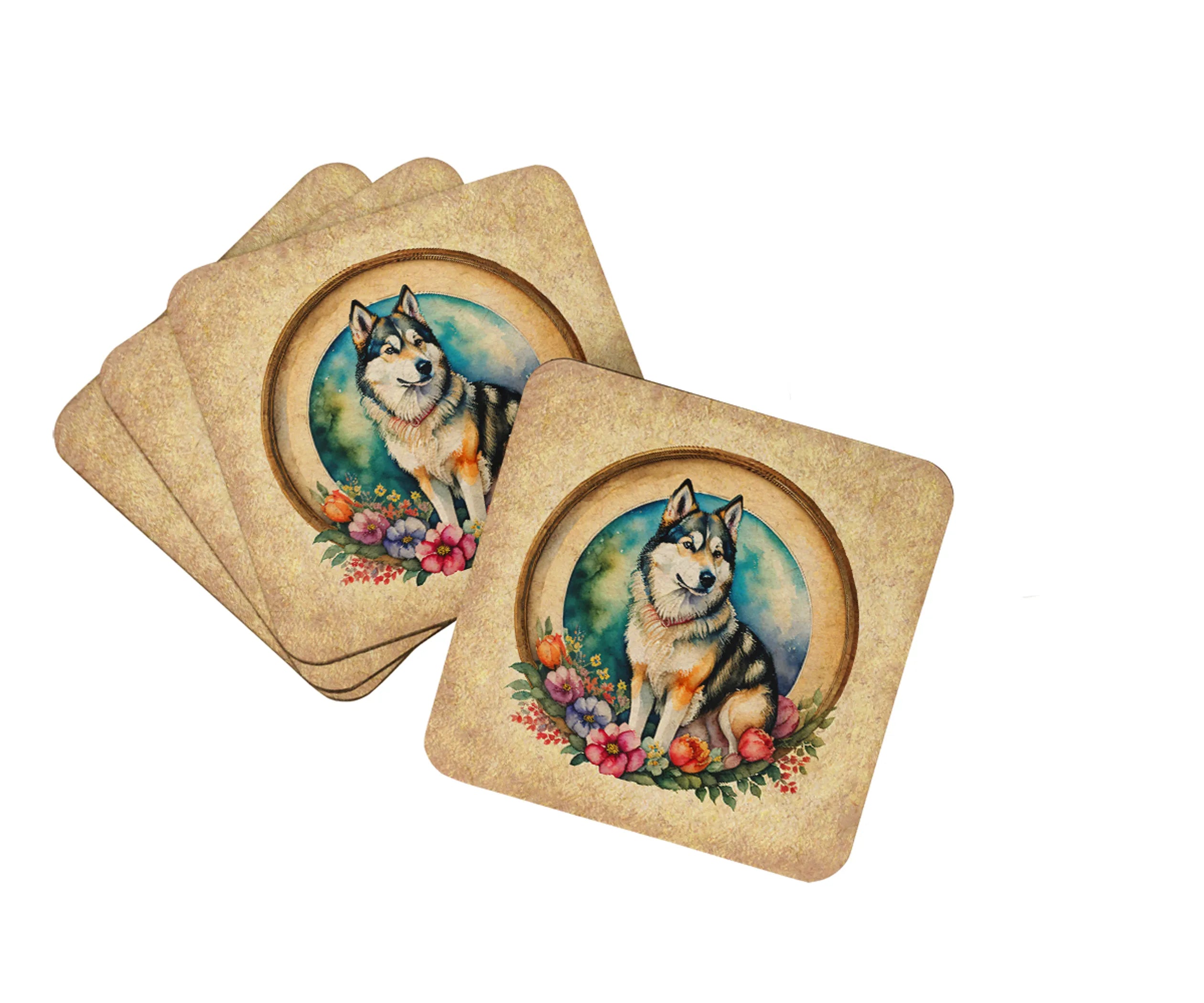 Frame of Flowers Foam Coasters - Size: 3.5 | Pack Of: 1 | Collection name: Frame of flowers