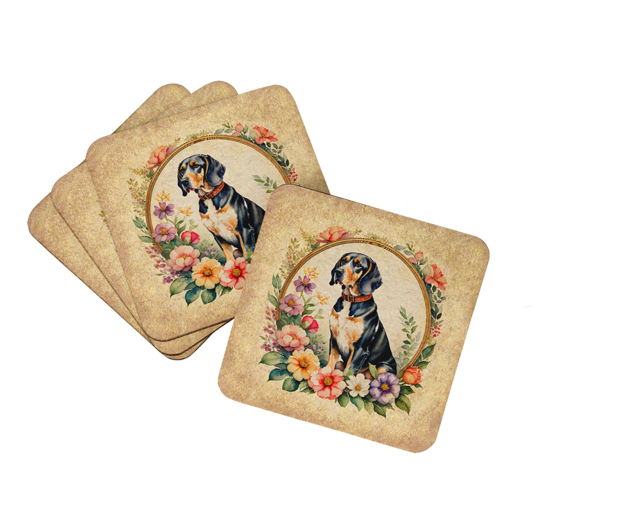 Frame of Flowers Foam Coasters - Size: 3.5 | Pack Of: 1 | Collection name: Frame of flowers