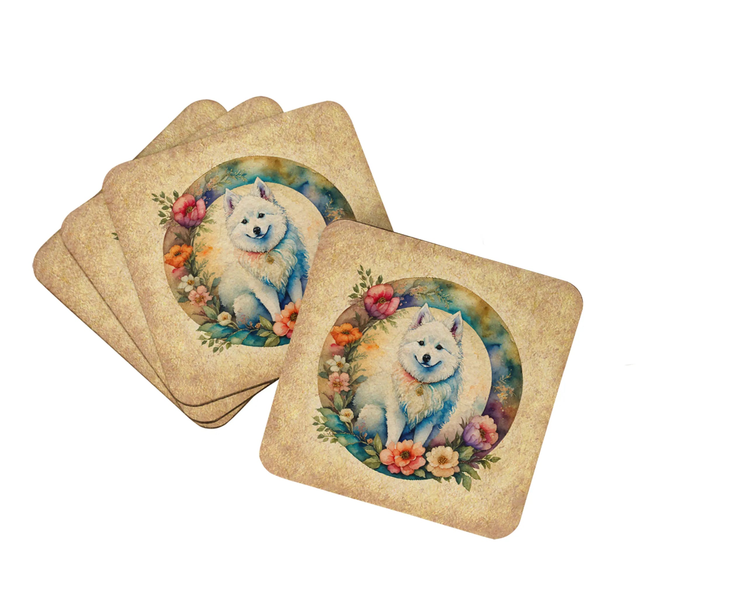 Frame of Flowers Foam Coasters - Size: 3.5 | Pack Of: 1 | Collection name: Frame of flowers