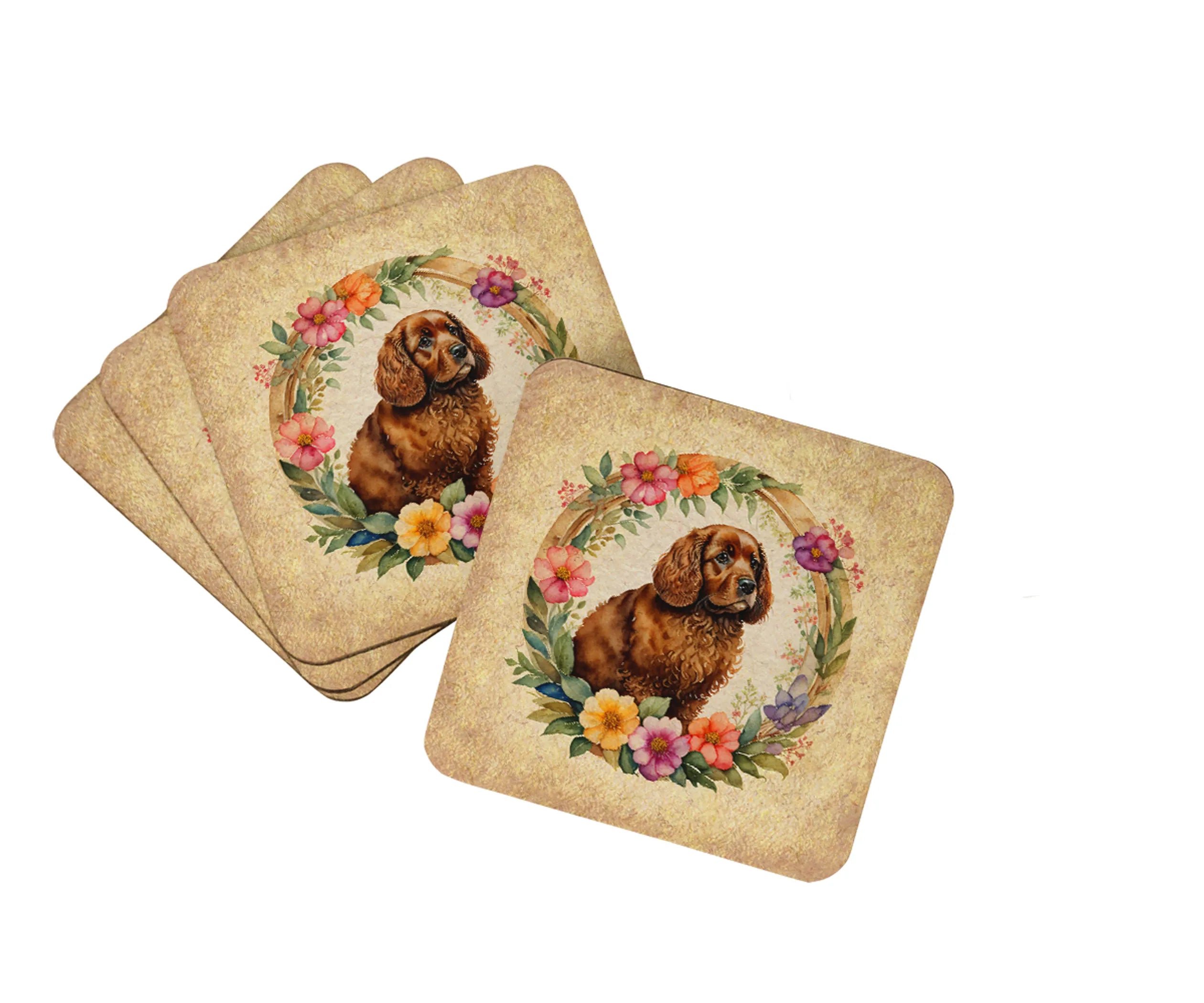Frame of Flowers Foam Coasters - Size: 3.5 | Pack Of: 1 | Collection name: Frame of flowers