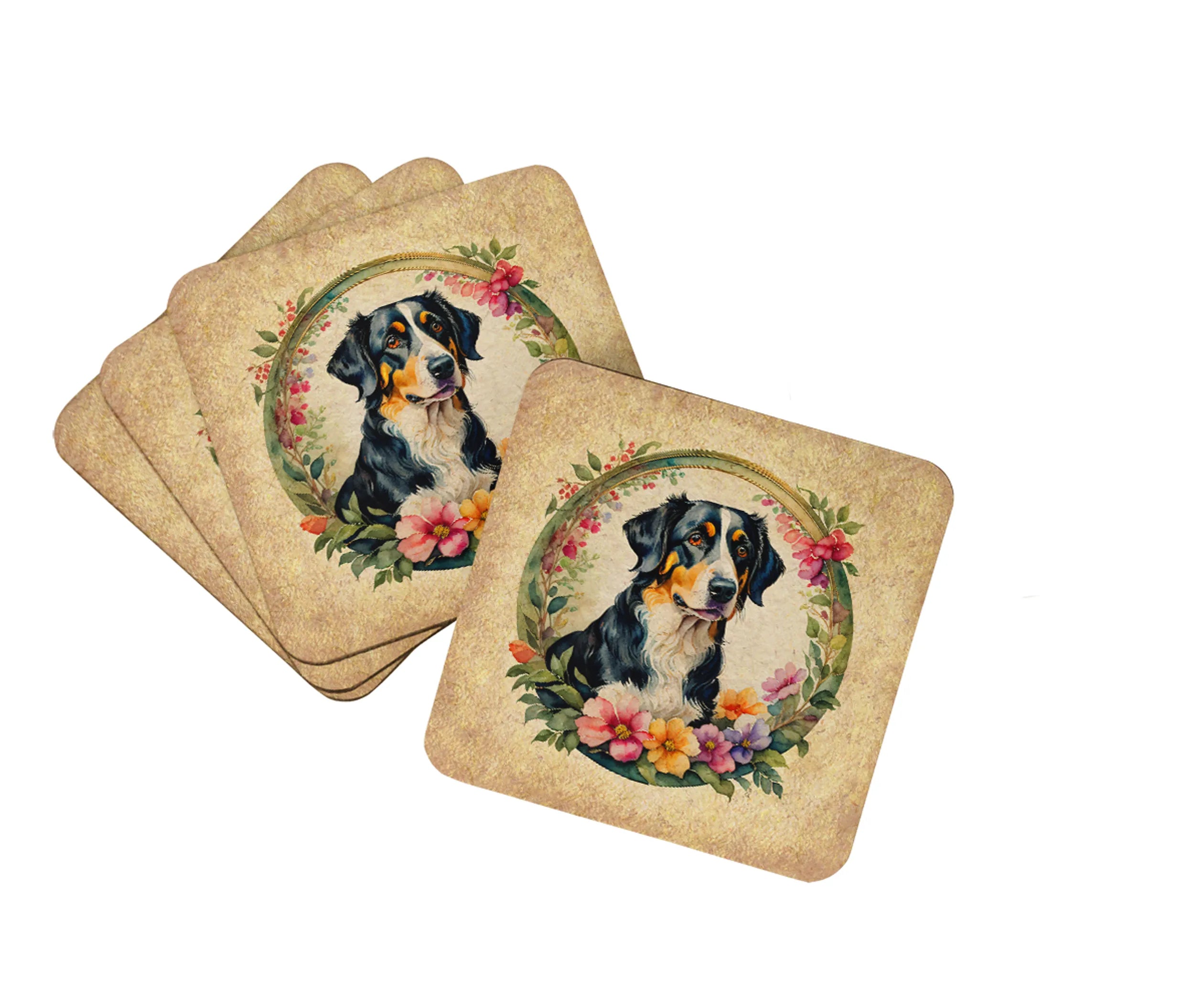 Frame of Flowers Foam Coasters - Size: 3.5 | Pack Of: 1 | Collection name: Frame of flowers
