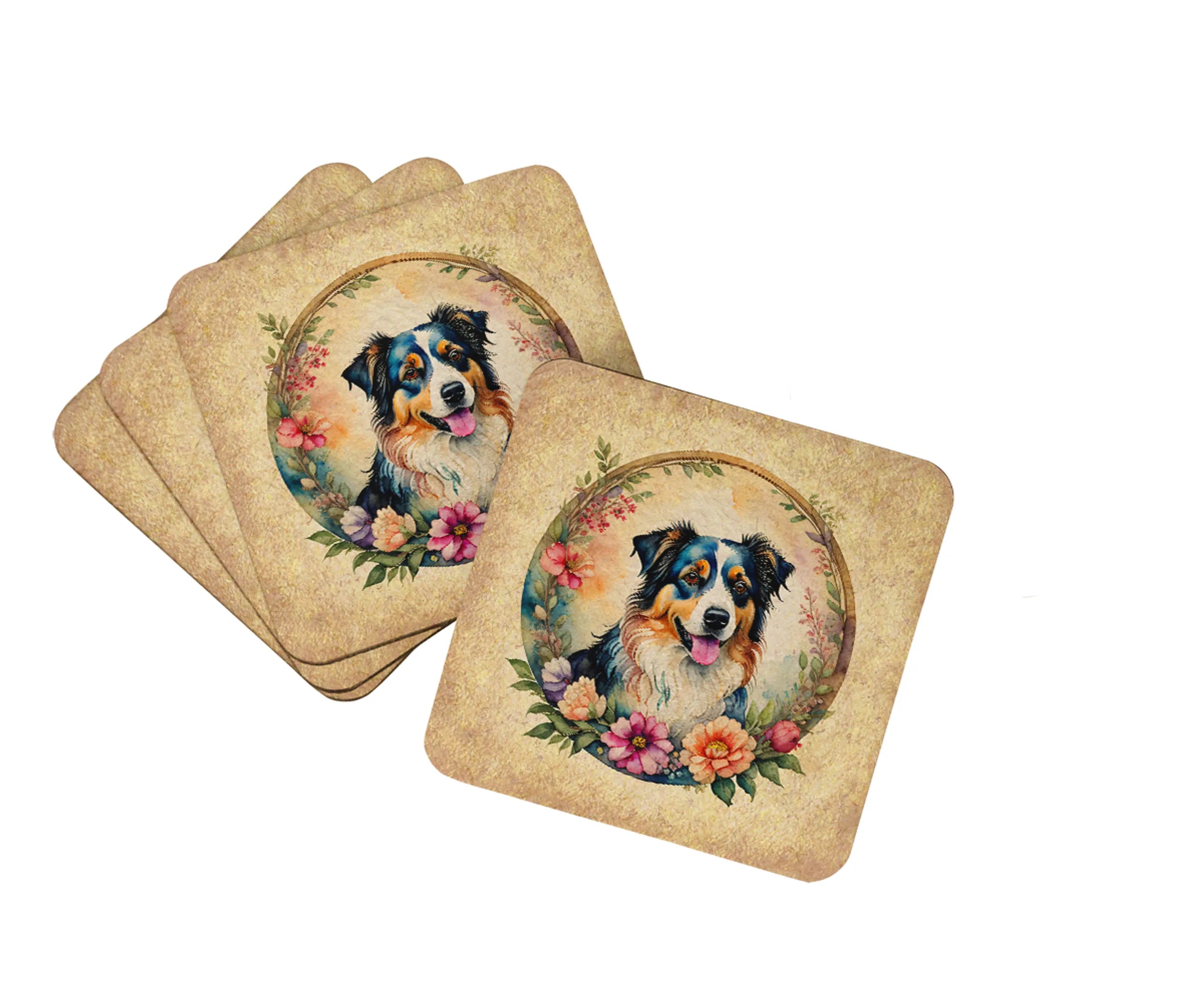Frame of Flowers Foam Coasters - Size: 3.5 | Pack Of: 1 | Collection name: Frame of flowers