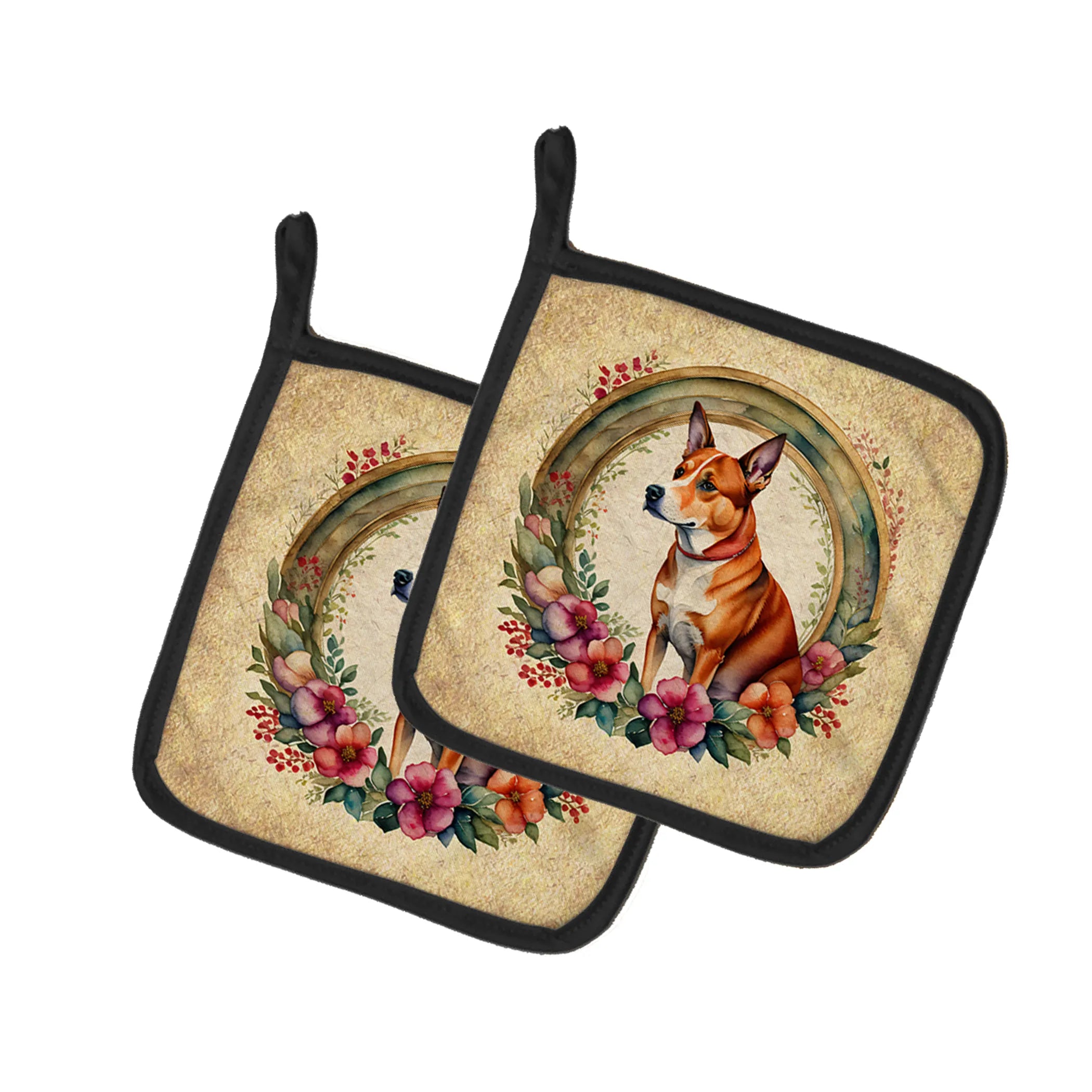 Frame of Flowers Pair of Pot Holders - Size: 7.5HX7.5W | Pack Of: 1 | Collection name: Frame of flowers