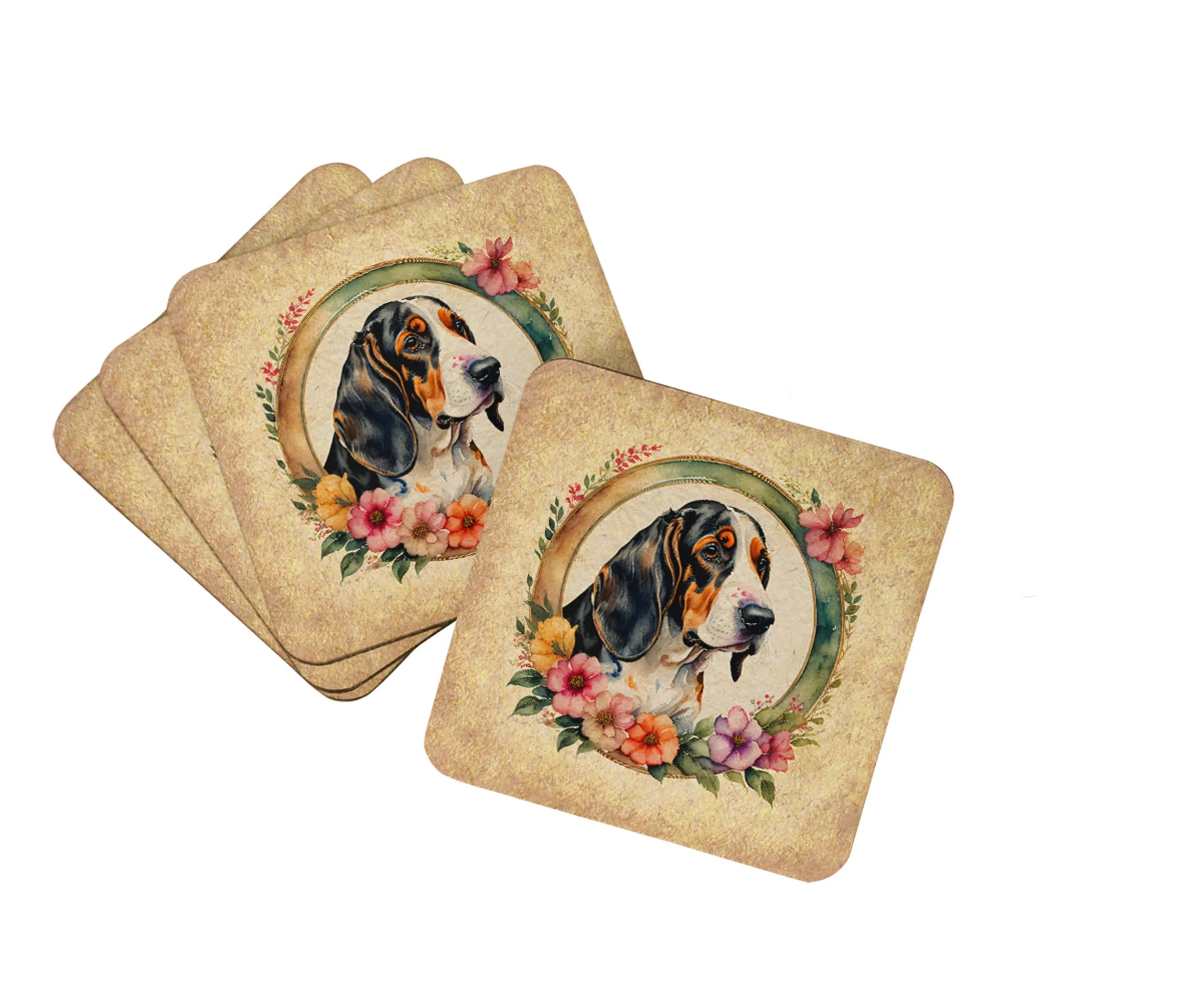 Frame of Flowers Foam Coasters - Size: 3.5 | Pack Of: 1 | Collection name: Frame of flowers