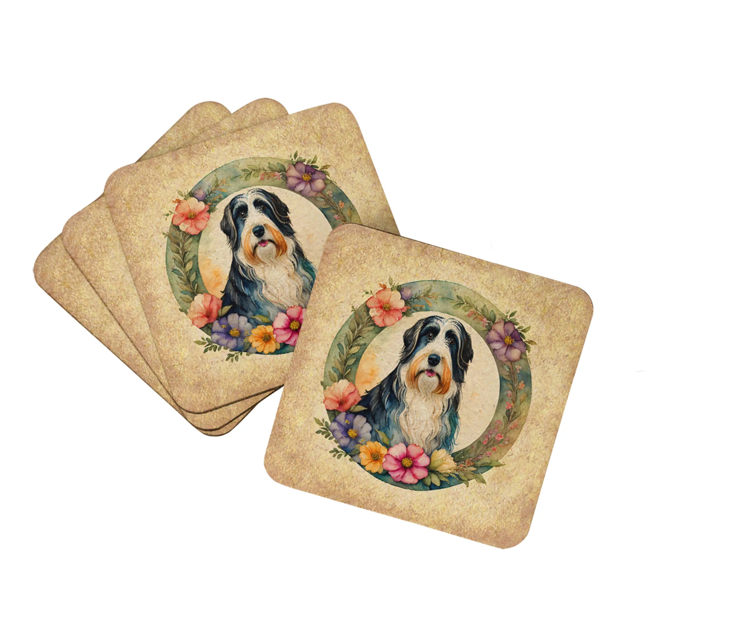 Frame of Flowers Foam Coasters - Size: 3.5 | Pack Of: 1 | Collection name: Frame of flowers