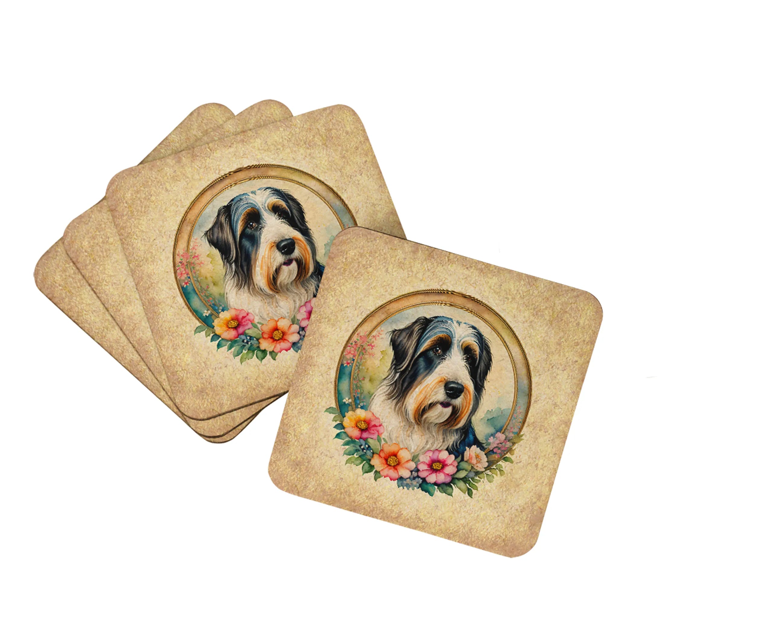 Frame of Flowers Foam Coasters - Size: 3.5 | Pack Of: 1 | Collection name: Frame of flowers