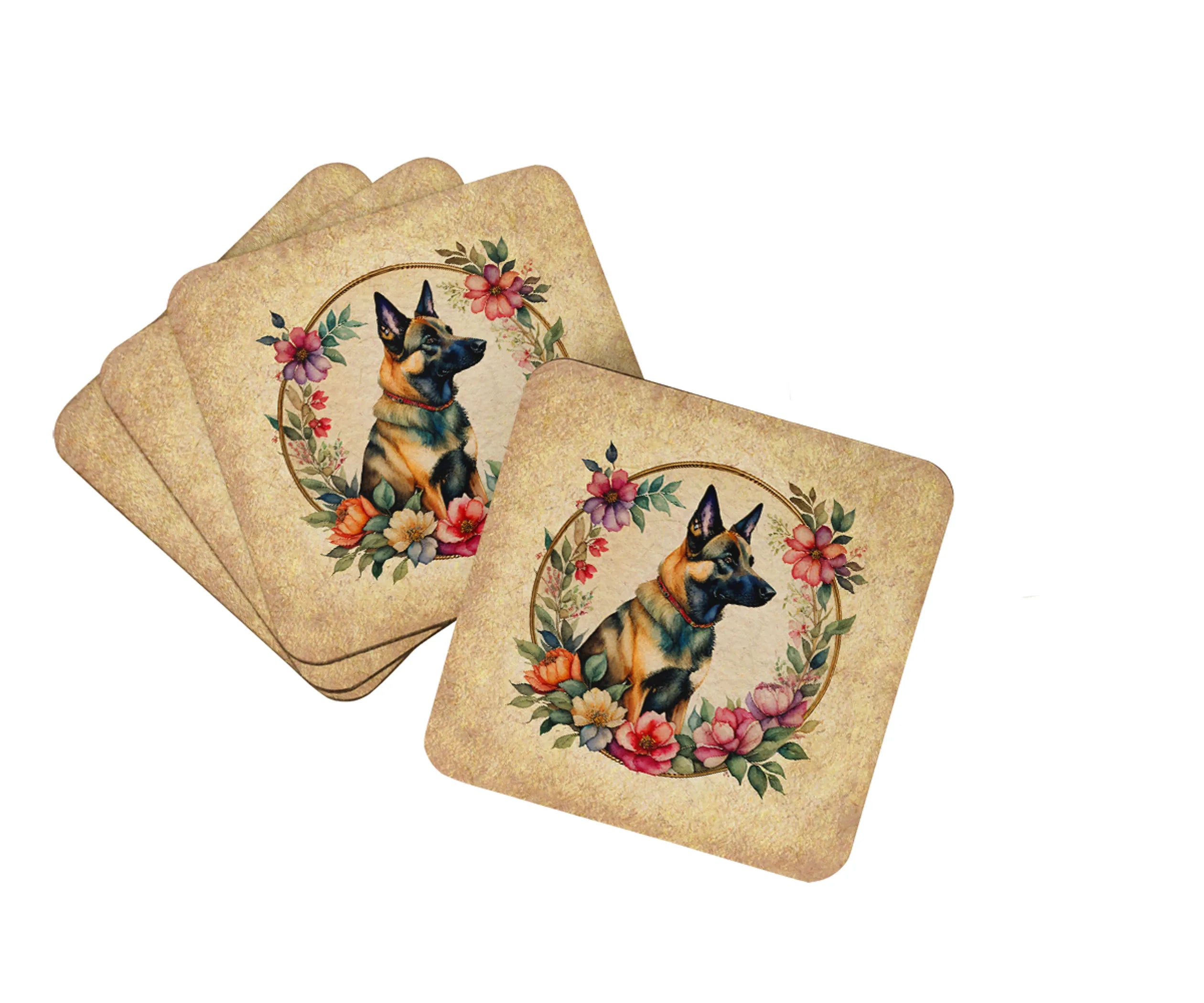 Frame of Flowers Foam Coasters - Size: 3.5 | Pack Of: 1 | Collection name: Frame of flowers