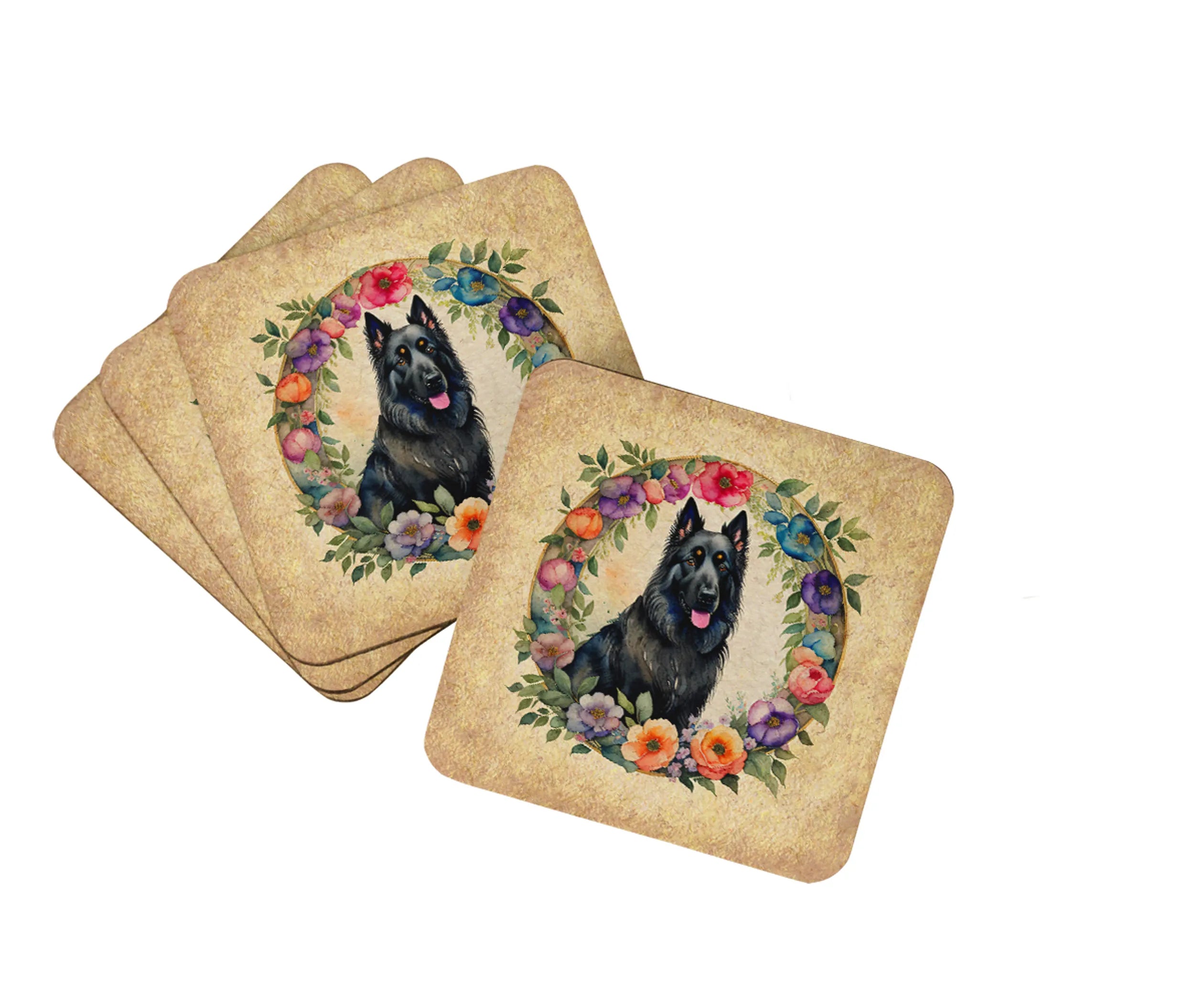 Frame of Flowers Foam Coasters - Size: 3.5 | Pack Of: 1 | Collection name: Frame of flowers