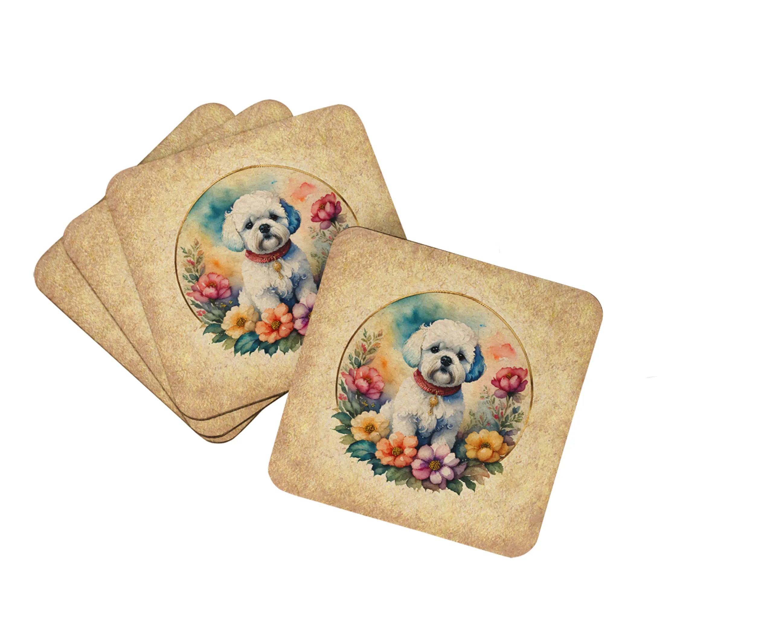 Frame of Flowers Foam Coasters - Size: 3.5 | Pack Of: 1 | Collection name: Frame of flowers