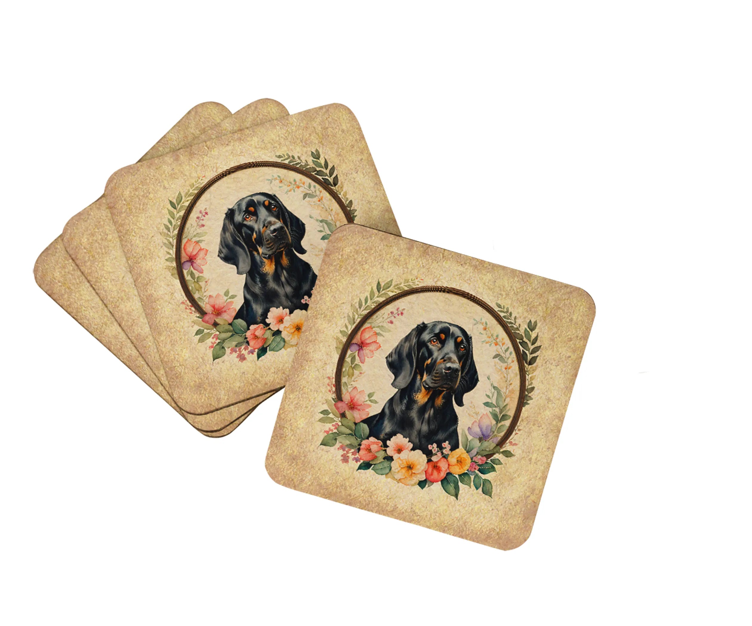 Frame of Flowers Foam Coasters - Size: 3.5 | Pack Of: 1 | Collection name: Frame of flowers