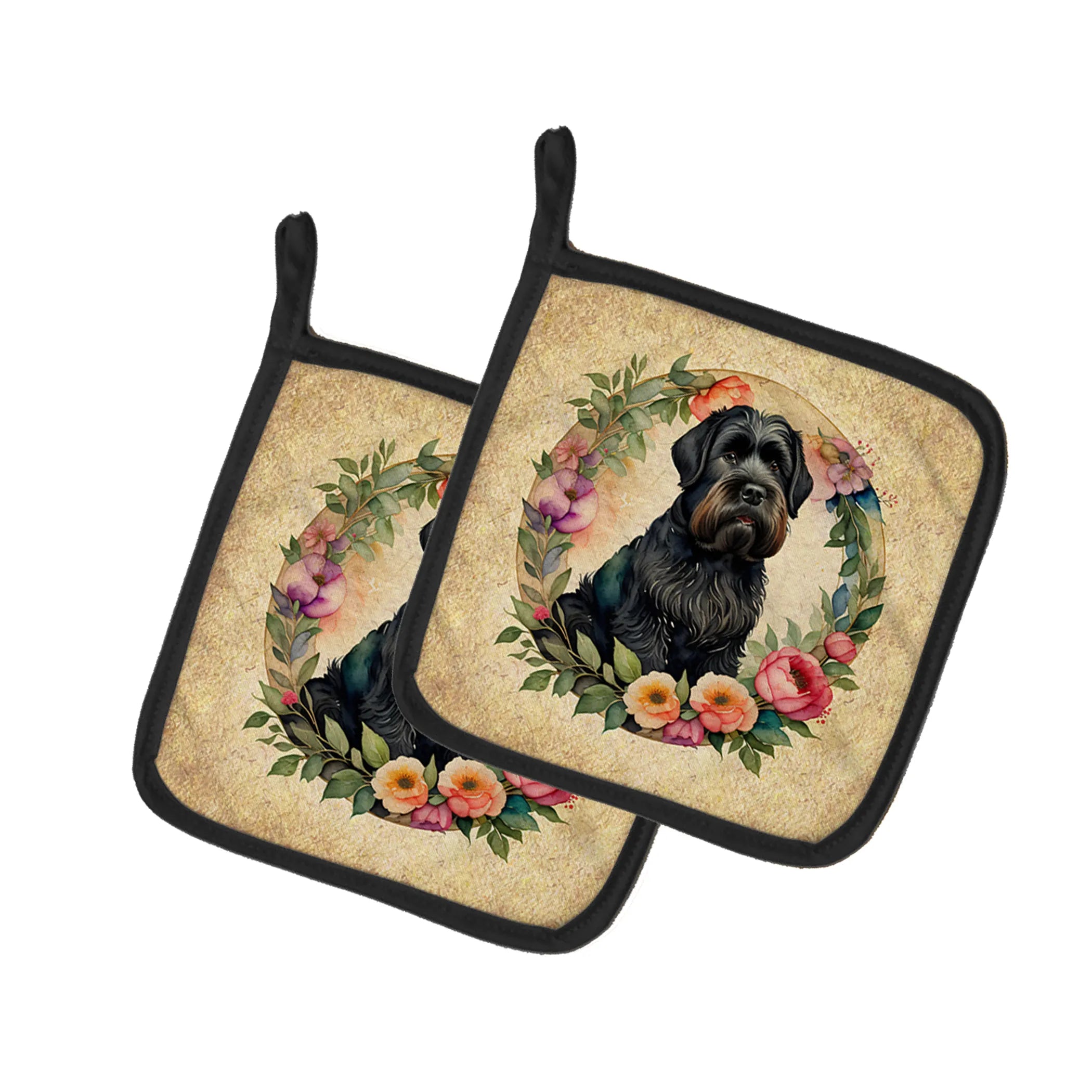 Frame of Flowers Pair of Pot Holders - Size: 7.5HX7.5W | Pack Of: 1 | Collection name: Frame of flowers