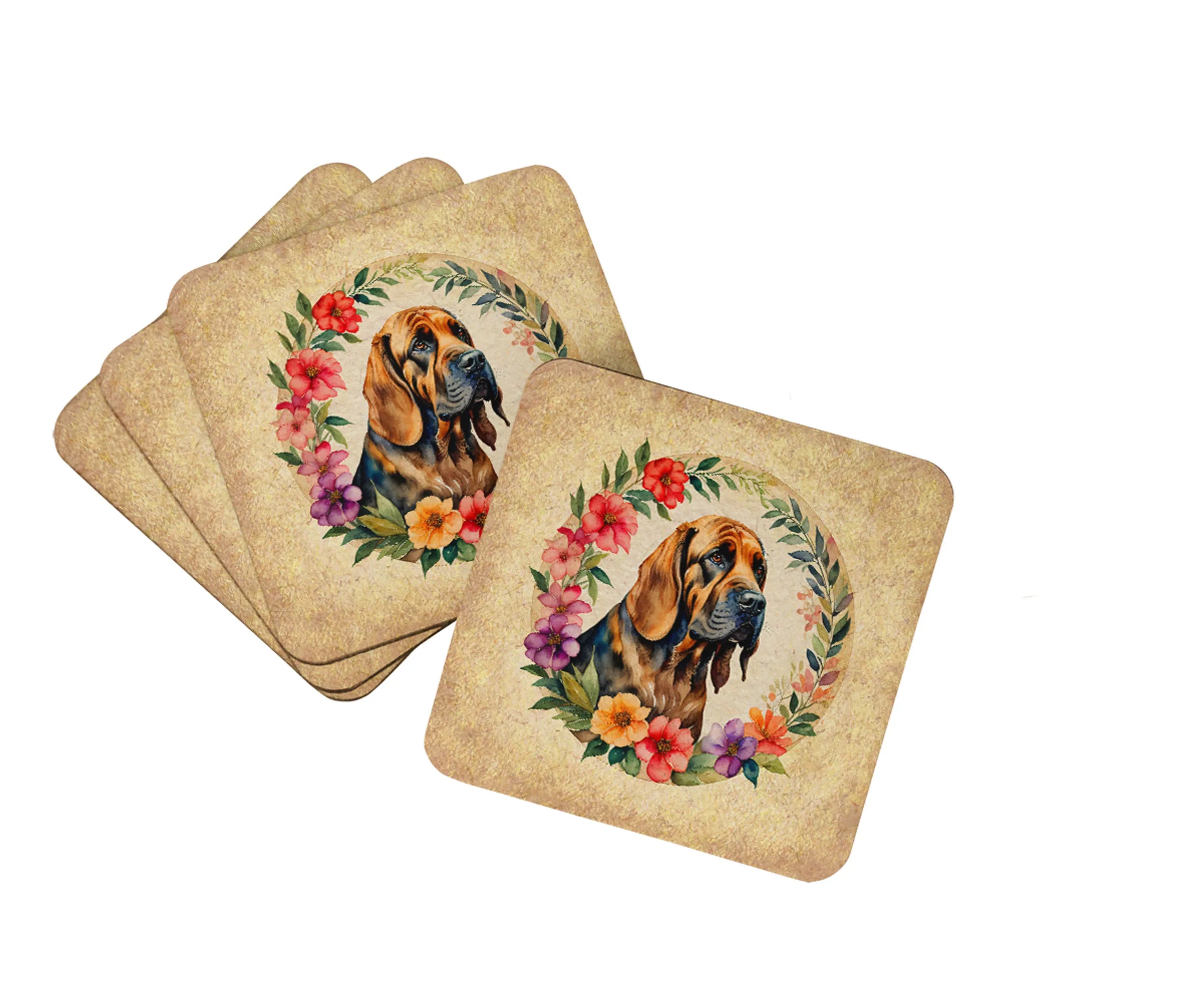 Frame of Flowers Foam Coasters - Size: 3.5 | Pack Of: 1 | Collection name: Frame of flowers