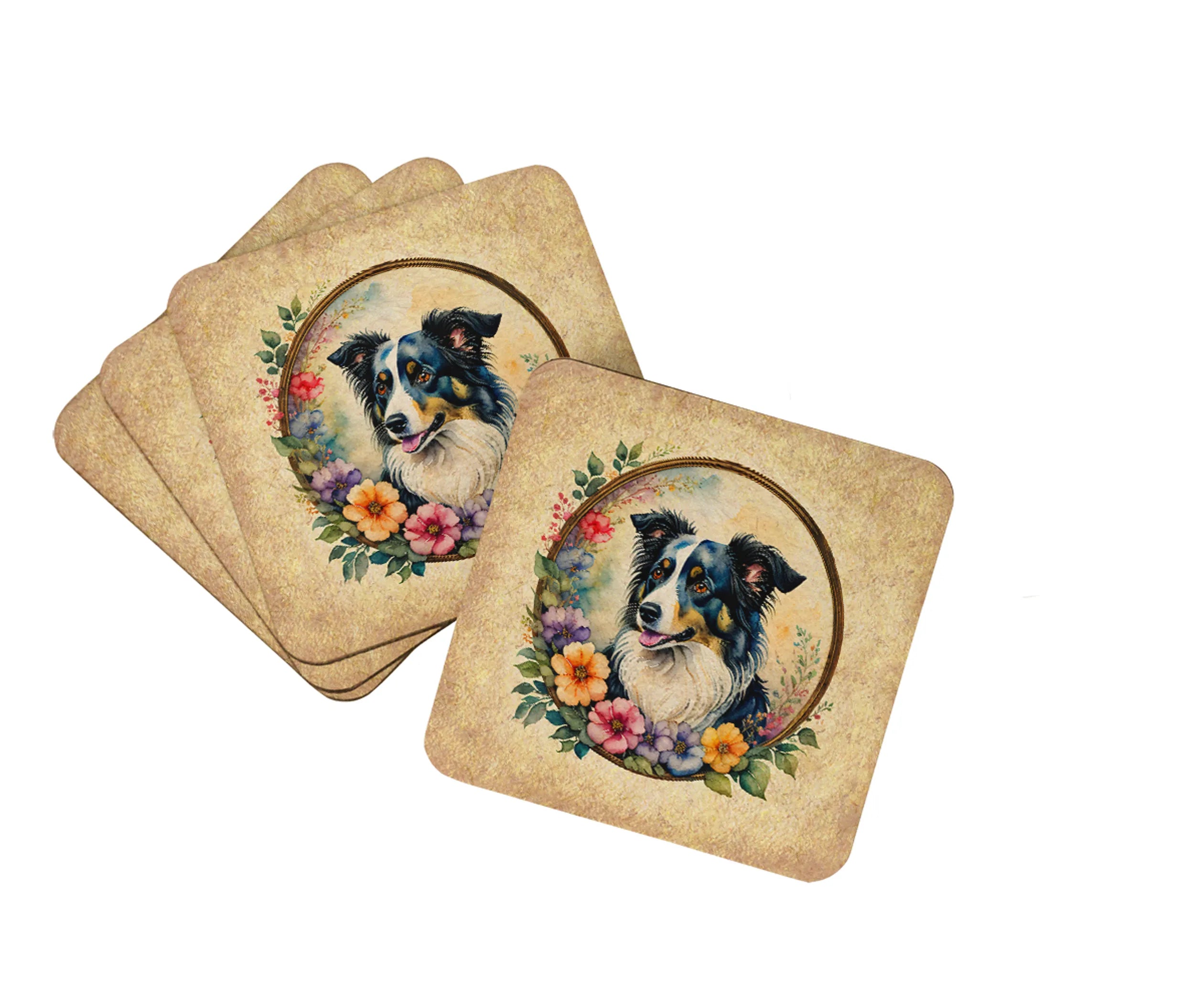 Frame of Flowers Foam Coasters - Size: 3.5 | Pack Of: 1 | Collection name: Frame of flowers