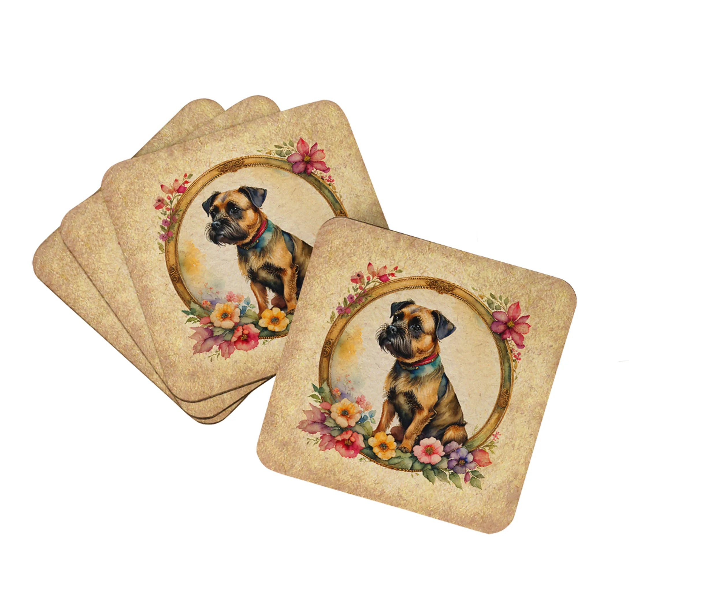 Frame of Flowers Foam Coasters - Size: 3.5 | Pack Of: 1 | Collection name: Frame of flowers