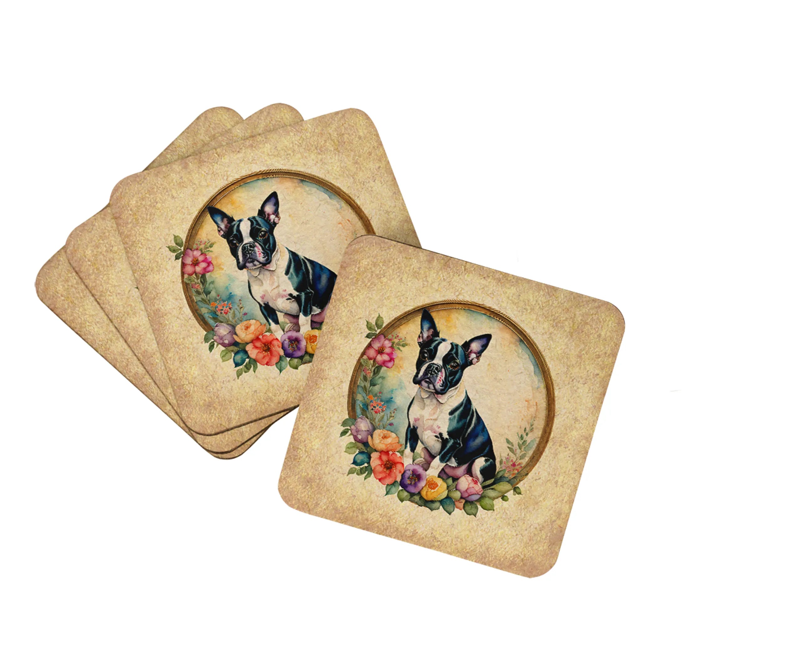 Frame of Flowers Foam Coasters - Size: 3.5 | Pack Of: 1 | Collection name: Frame of flowers