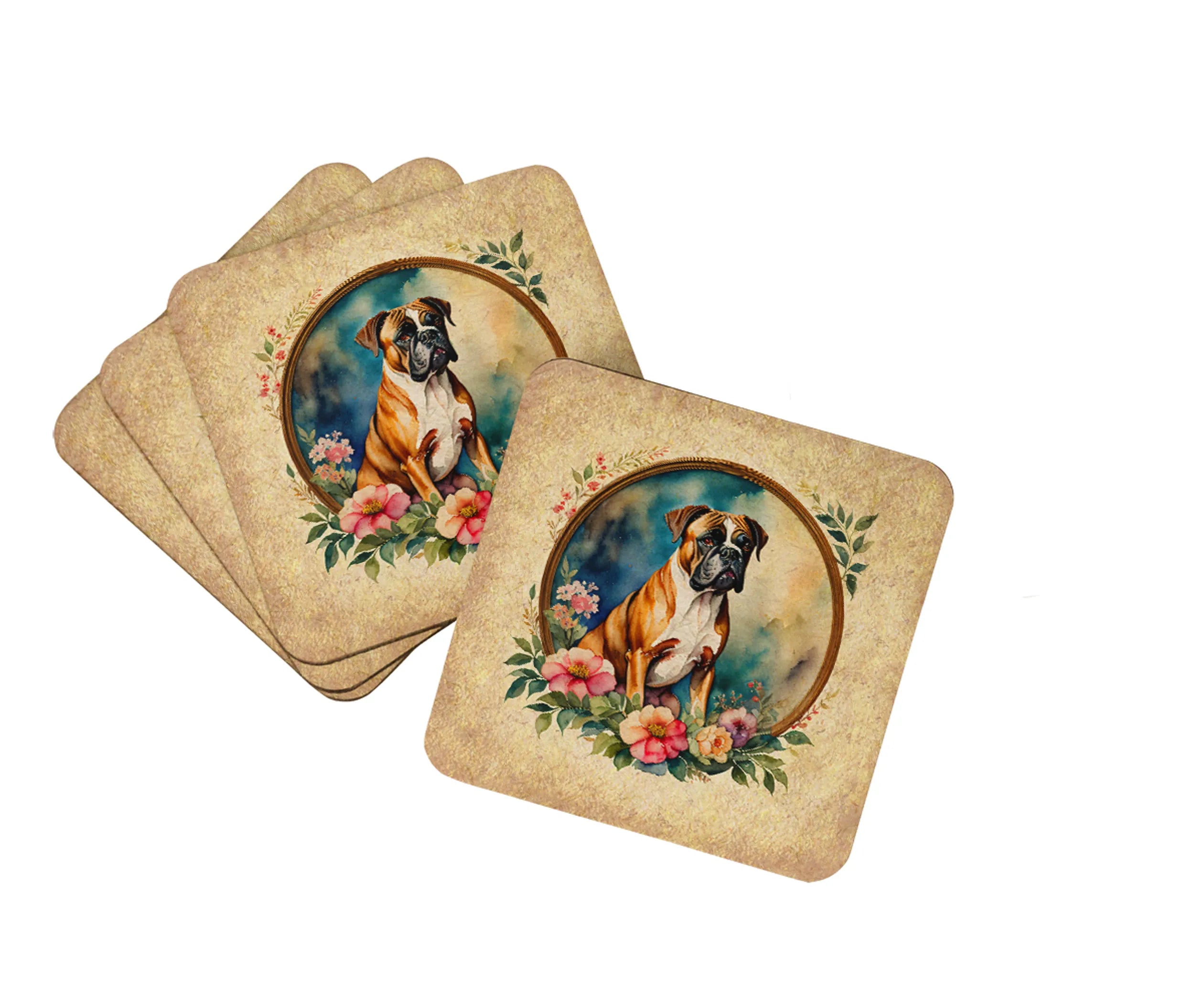 Frame of Flowers Foam Coasters - Size: 3.5 | Pack Of: 1 | Collection name: Frame of flowers