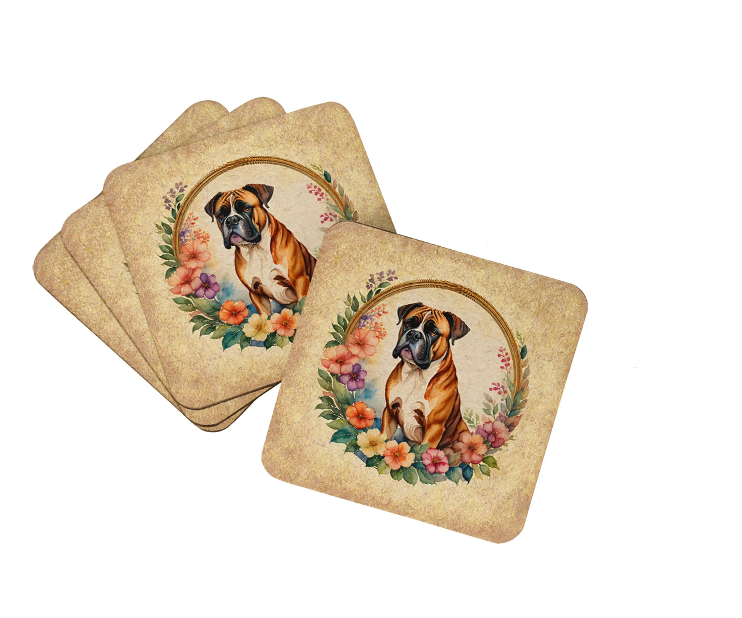 Frame of Flowers Foam Coasters - Size: 3.5 | Pack Of: 1 | Collection name: Frame of flowers