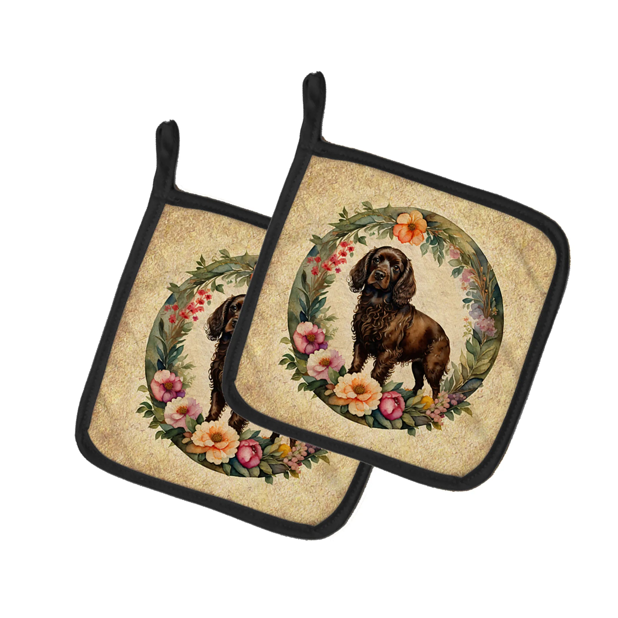 Frame of Flowers Pair of Pot Holders - Size: 7.5HX7.5W | Pack Of: 1 | Collection name: Frame of flowers