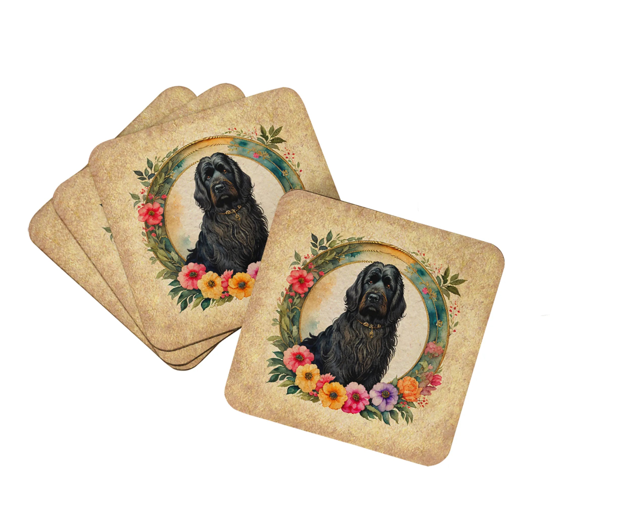 Frame of Flowers Foam Coasters - Size: 3.5 | Pack Of: 1 | Collection name: Frame of flowers