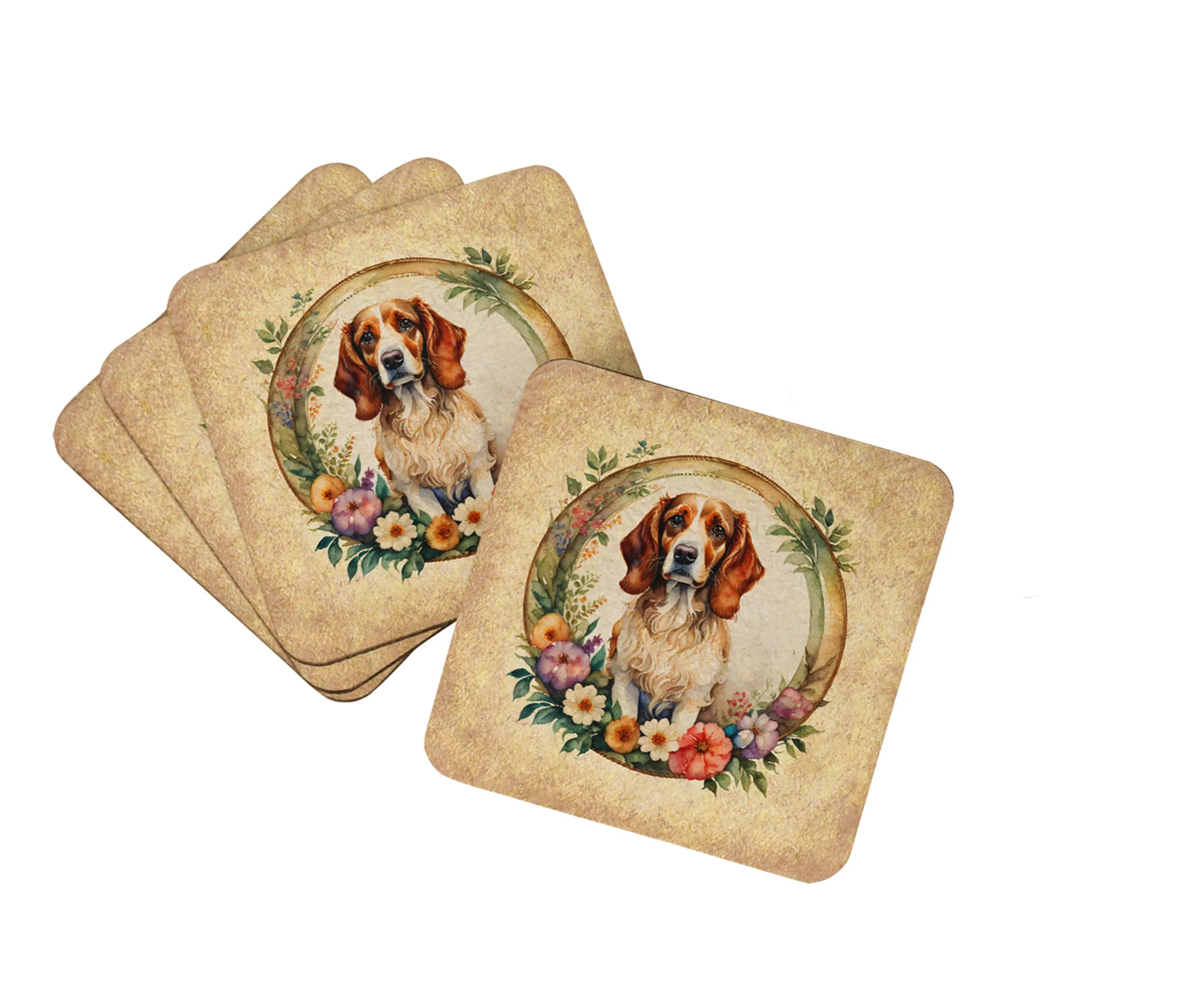 Frame of Flowers Foam Coasters - Size: 3.5 | Pack Of: 1 | Collection name: Frame of flowers