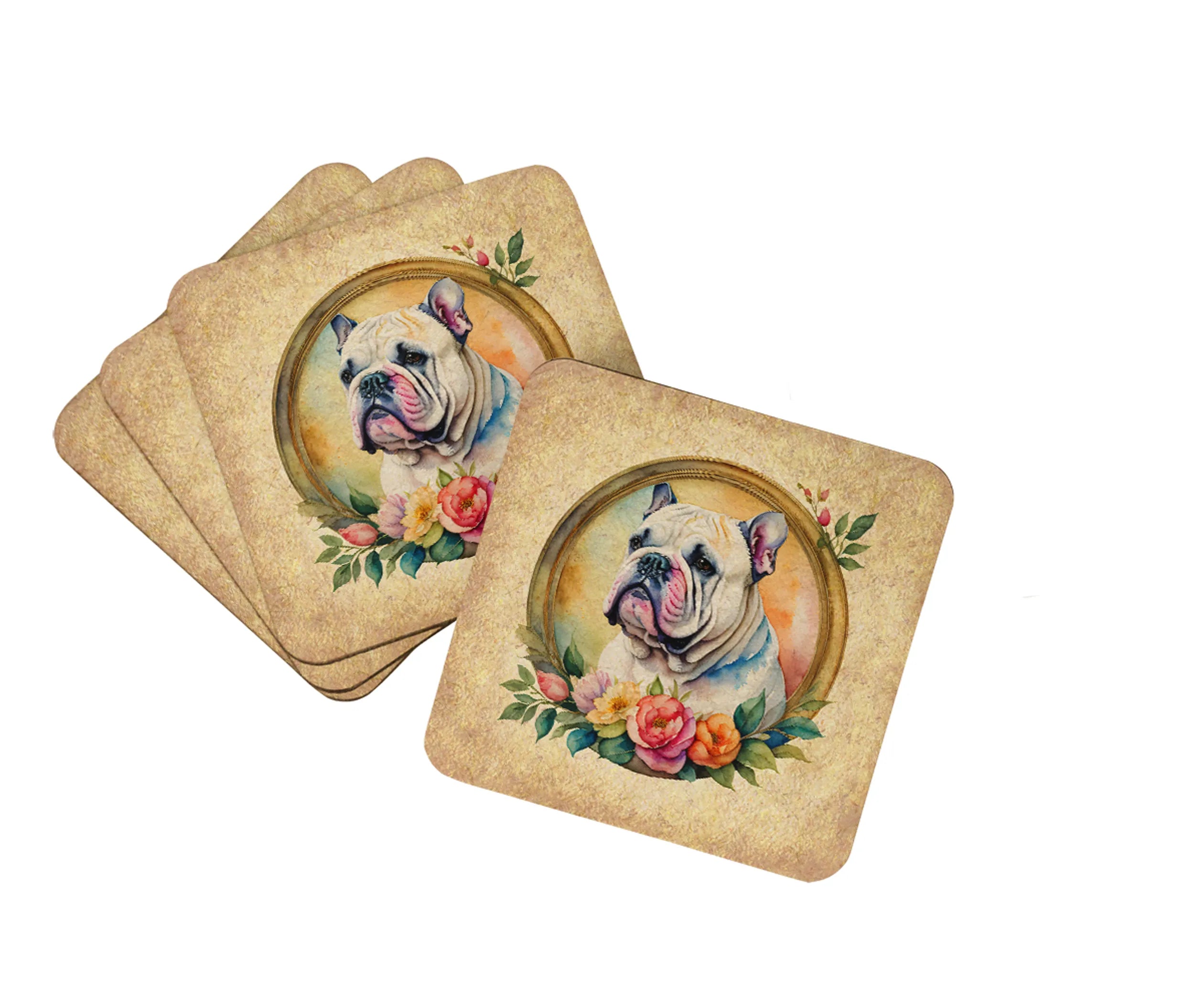 Frame of Flowers Foam Coasters - Size: 3.5 | Pack Of: 1 | Collection name: Frame of flowers