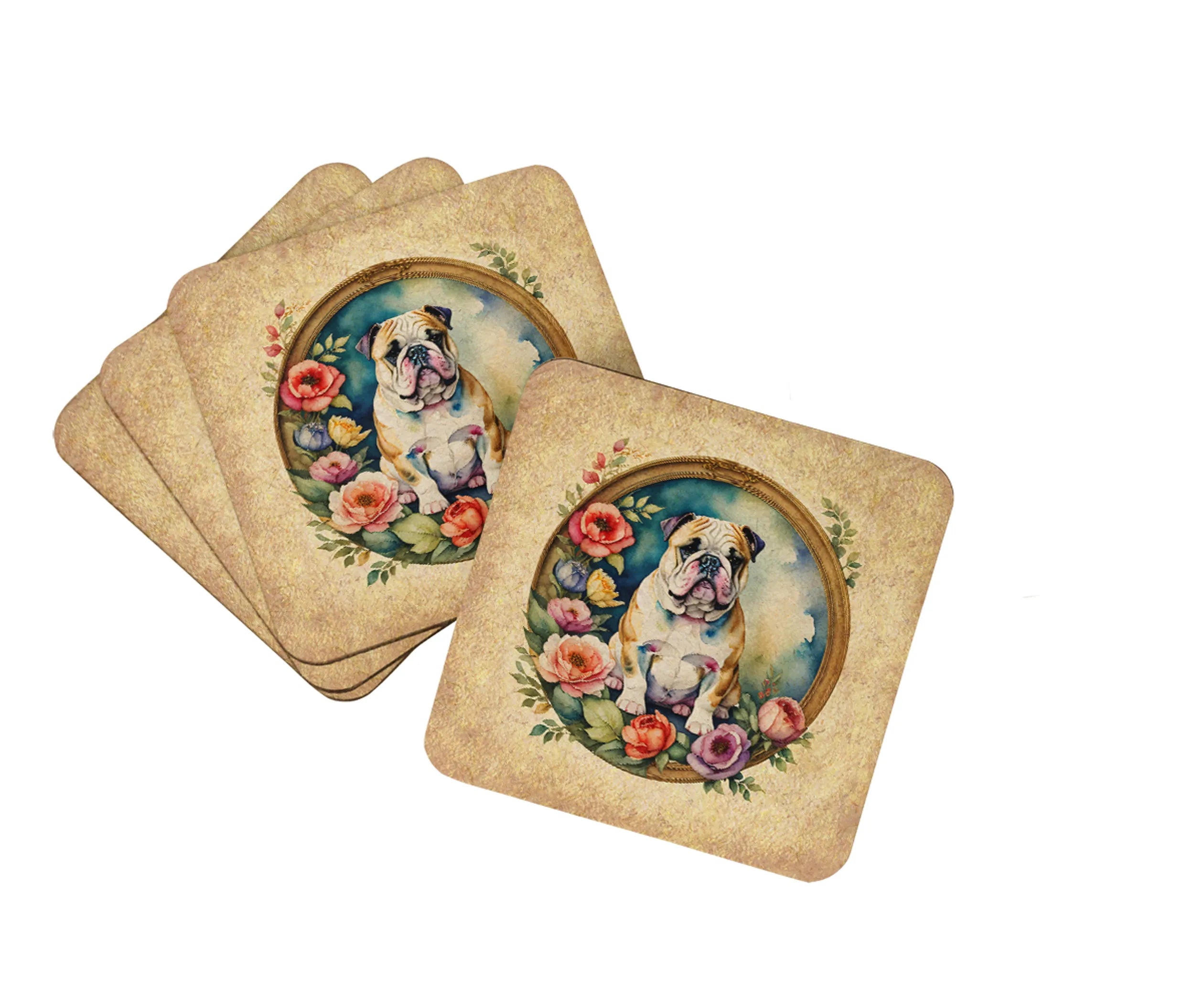 Frame of Flowers Foam Coasters - Size: 3.5 | Pack Of: 1 | Collection name: Frame of flowers