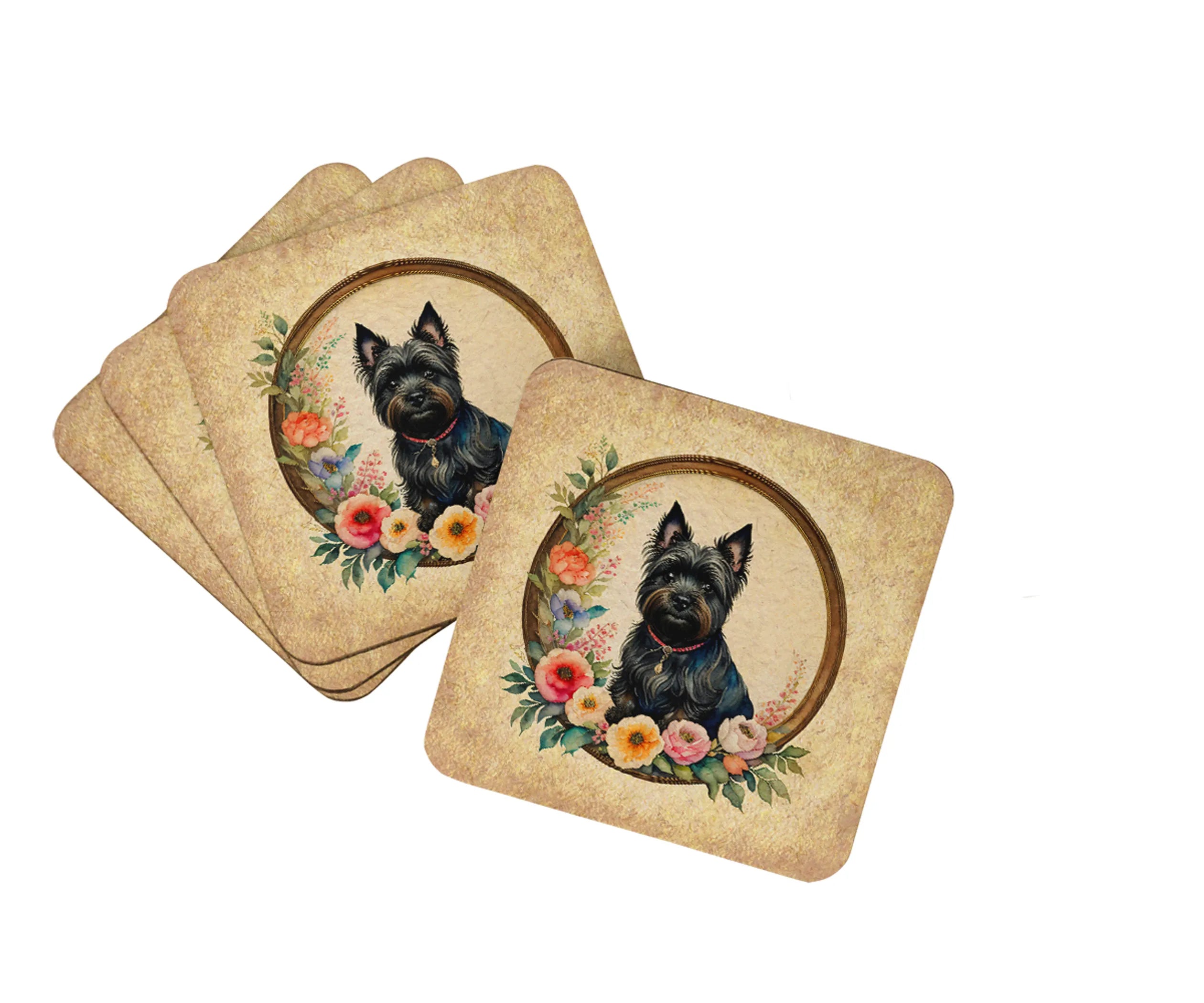Frame of Flowers Foam Coasters - Size: 3.5 | Pack Of: 1 | Collection name: Frame of flowers