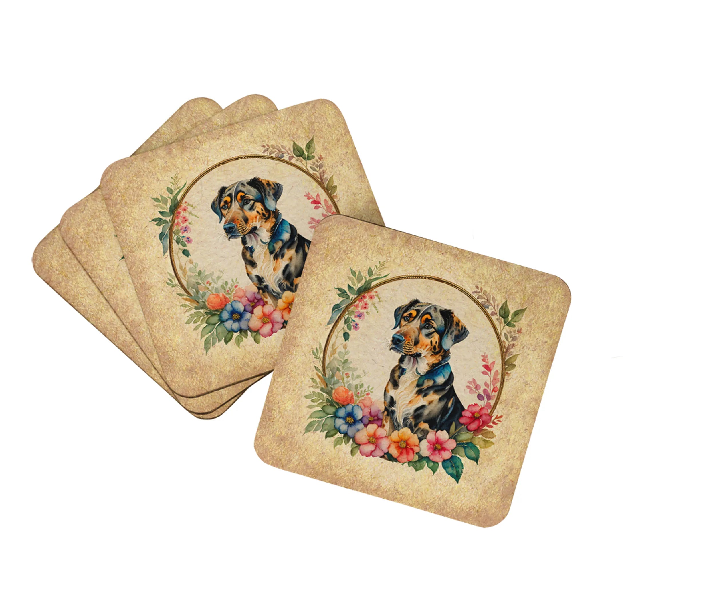 Frame of Flowers Foam Coasters - Size: 3.5 | Pack Of: 1 | Collection name: Frame of flowers