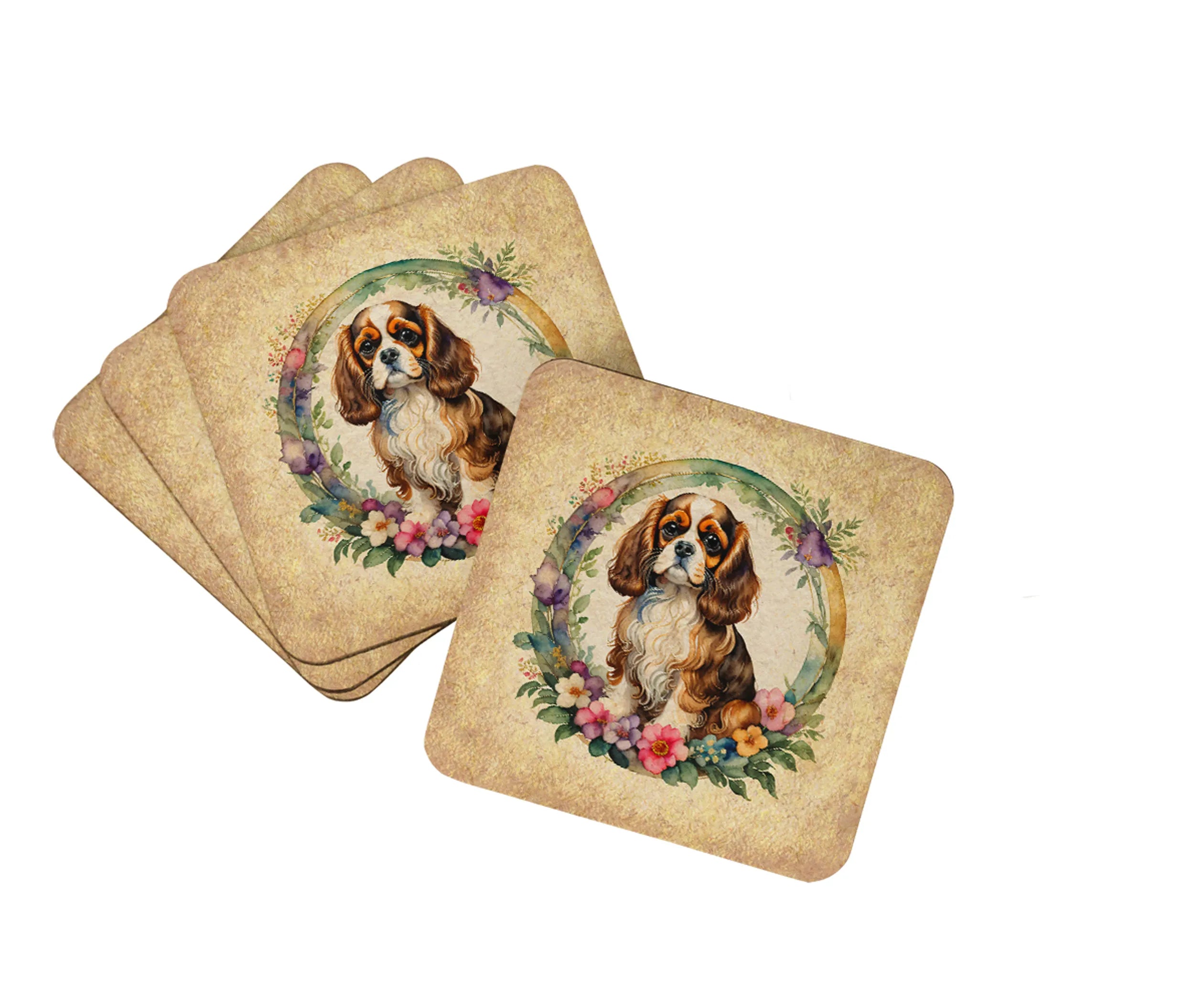 Frame of Flowers Foam Coasters - Size: 3.5 | Pack Of: 1 | Collection name: Frame of flowers