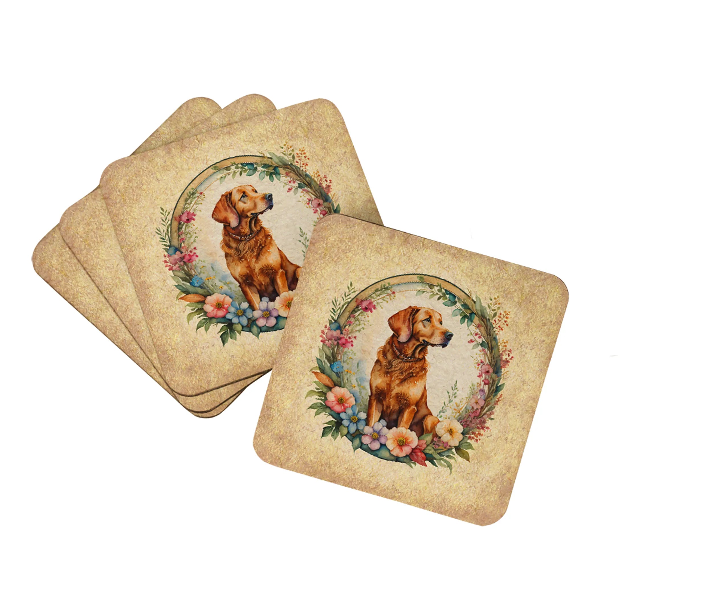 Frame of Flowers Foam Coasters - Size: 3.5 | Pack Of: 1 | Collection name: Frame of flowers