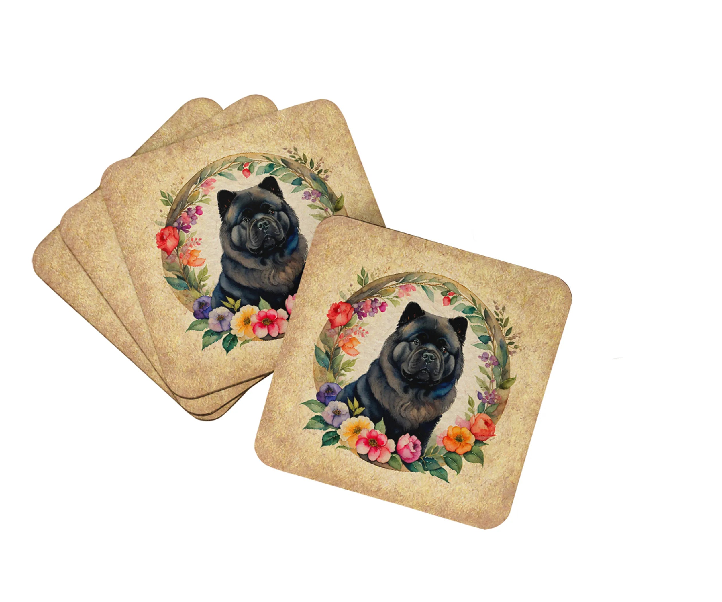 Frame of Flowers Foam Coasters - Size: 3.5 | Pack Of: 1 | Collection name: Frame of flowers