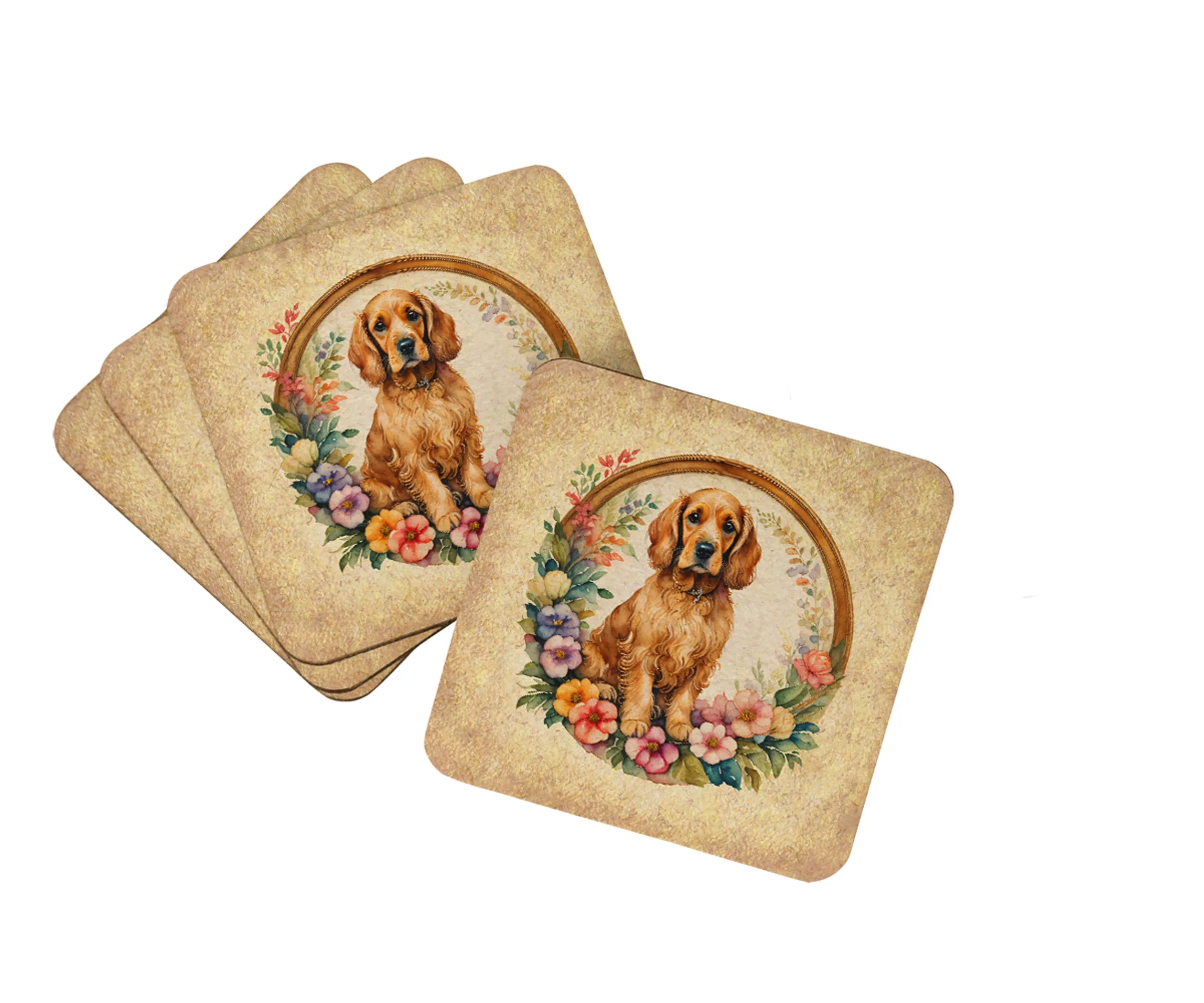 Frame of Flowers Foam Coasters - Size: 3.5 | Pack Of: 1 | Collection name: Frame of flowers