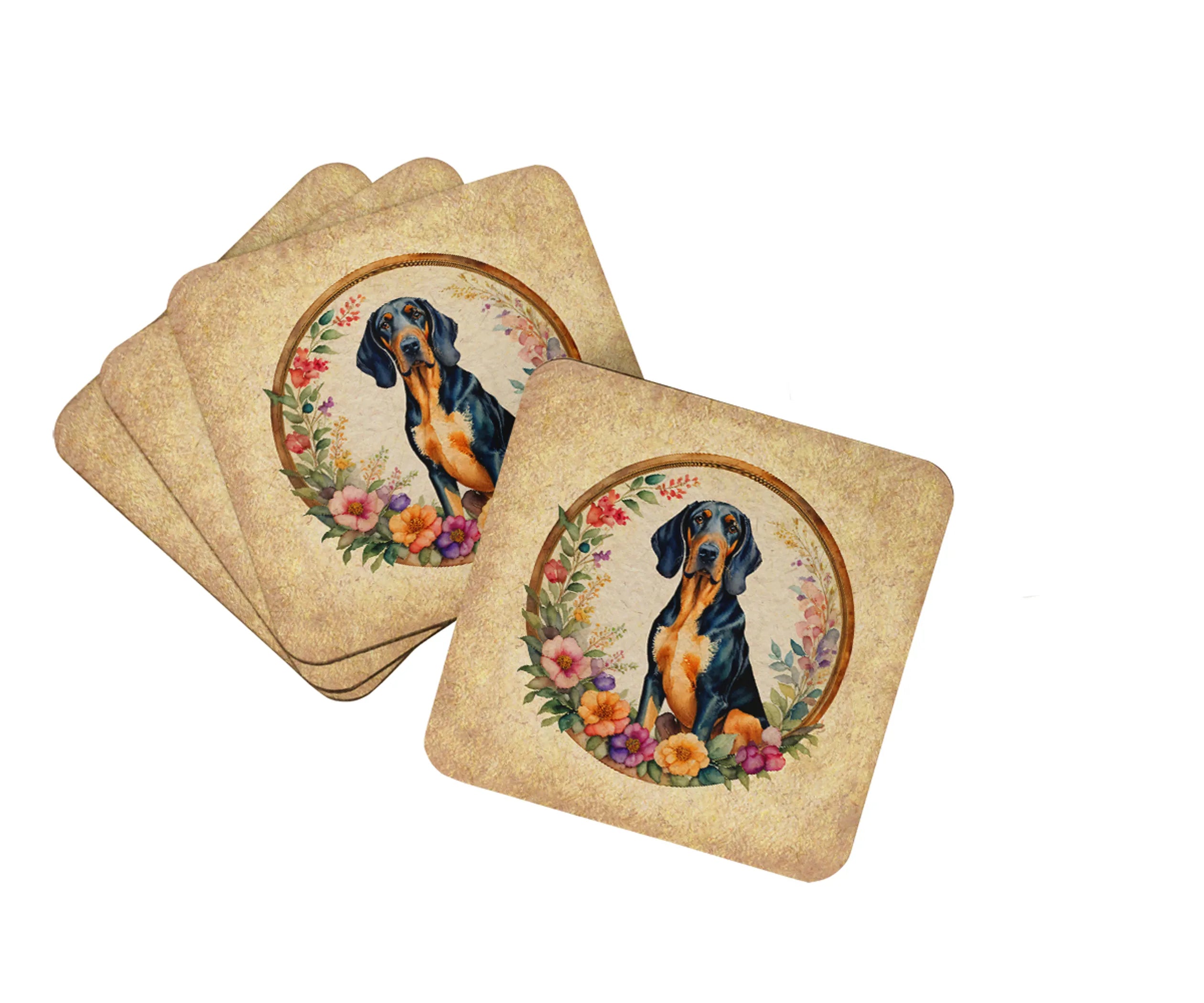 Frame of Flowers Foam Coasters - Size: 3.5 | Pack Of: 1 | Collection name: Frame of flowers