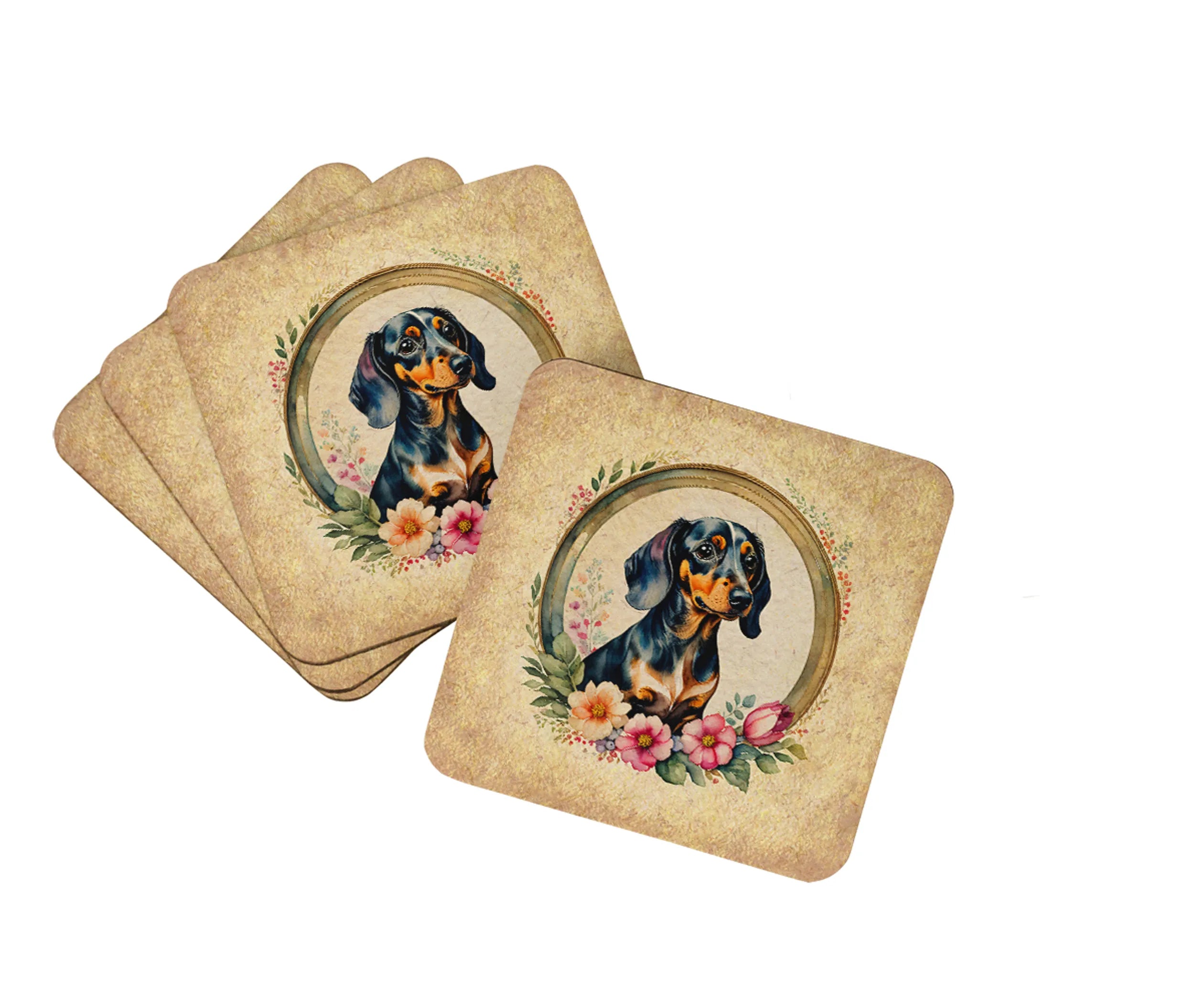 Frame of Flowers Foam Coasters - Size: 3.5 | Pack Of: 1 | Collection name: Frame of flowers
