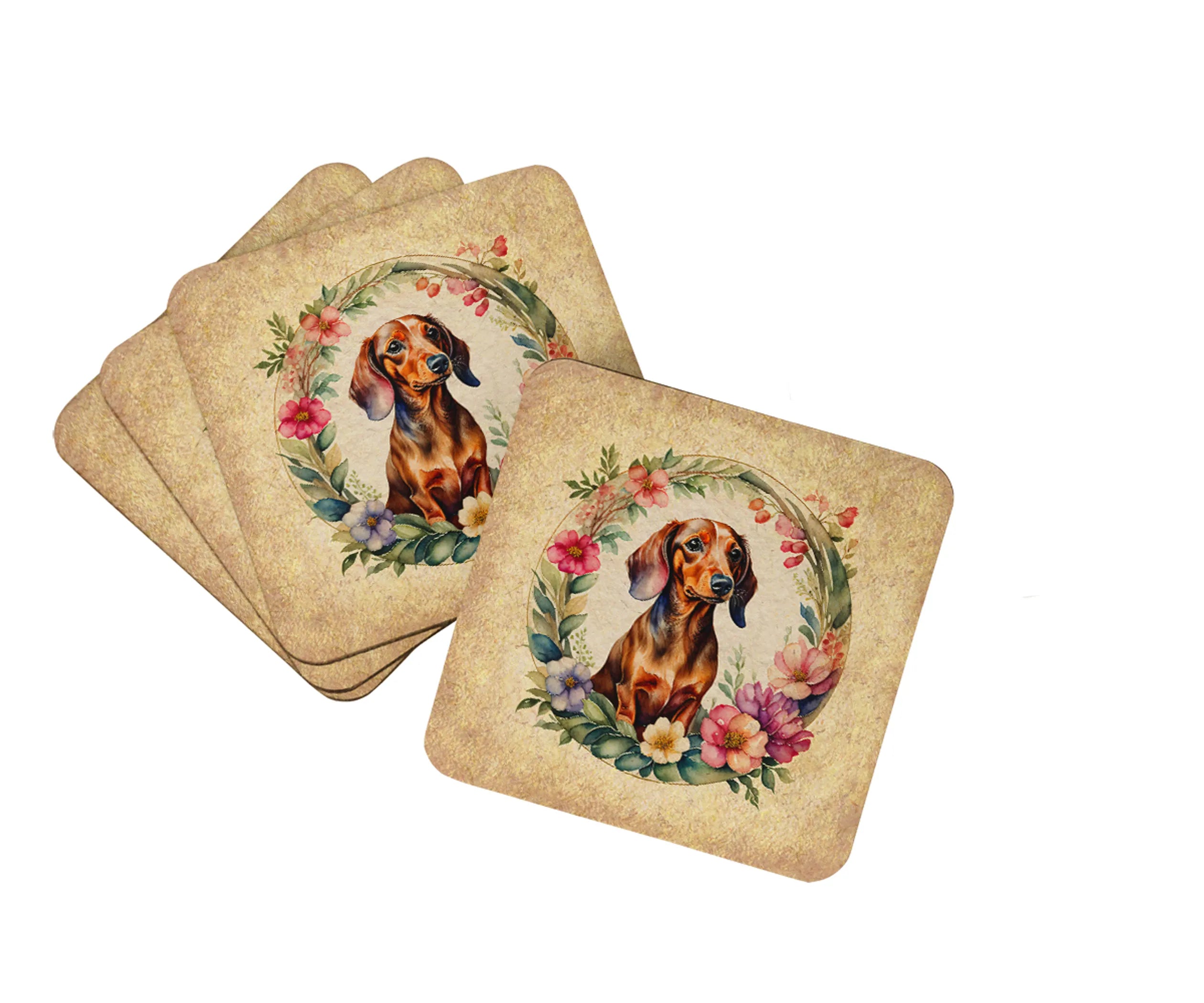 Frame of Flowers Foam Coasters - Size: 3.5 | Pack Of: 1 | Collection name: Frame of flowers