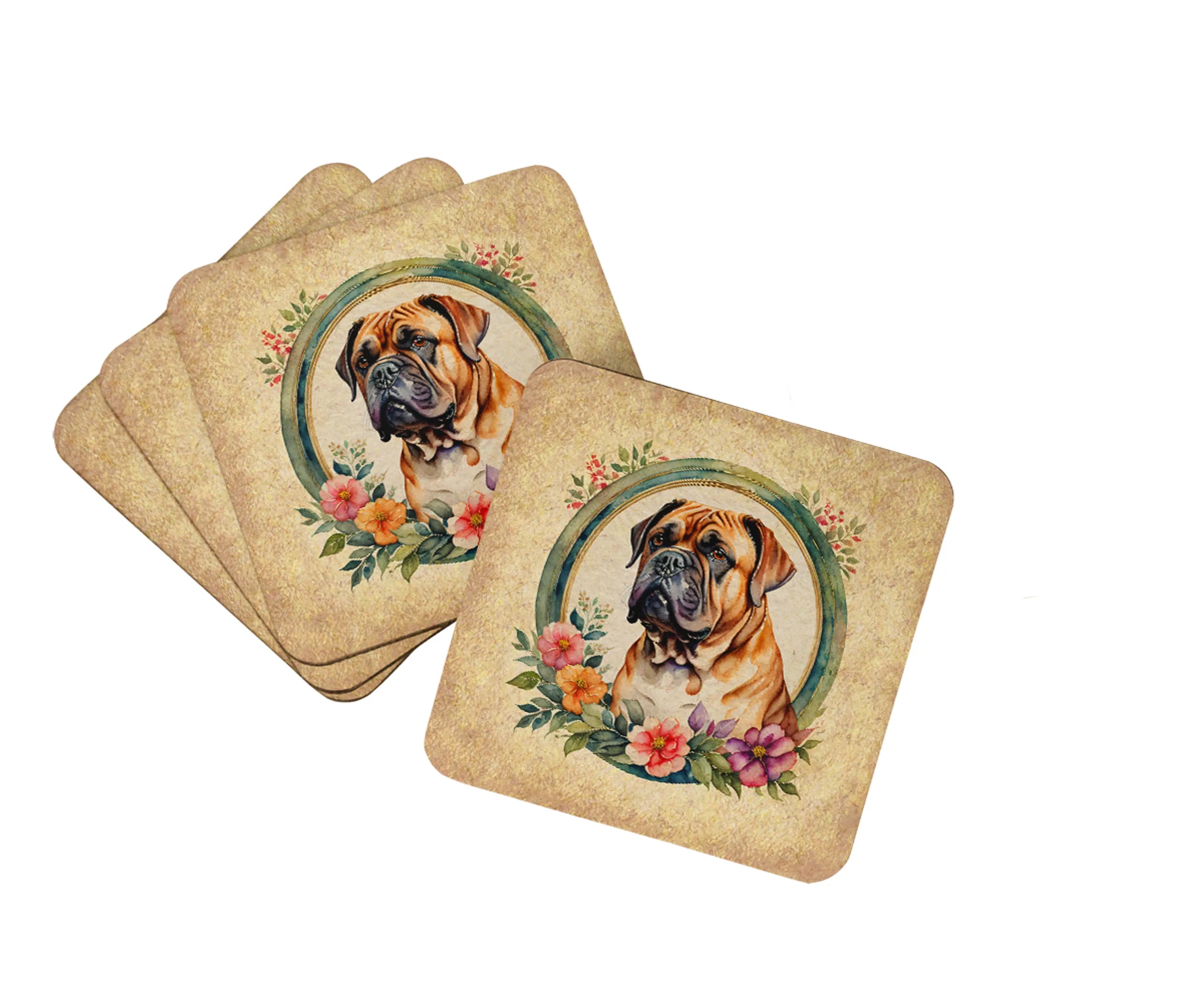 Frame of Flowers Foam Coasters - Size: 3.5 | Pack Of: 1 | Collection name: Frame of flowers