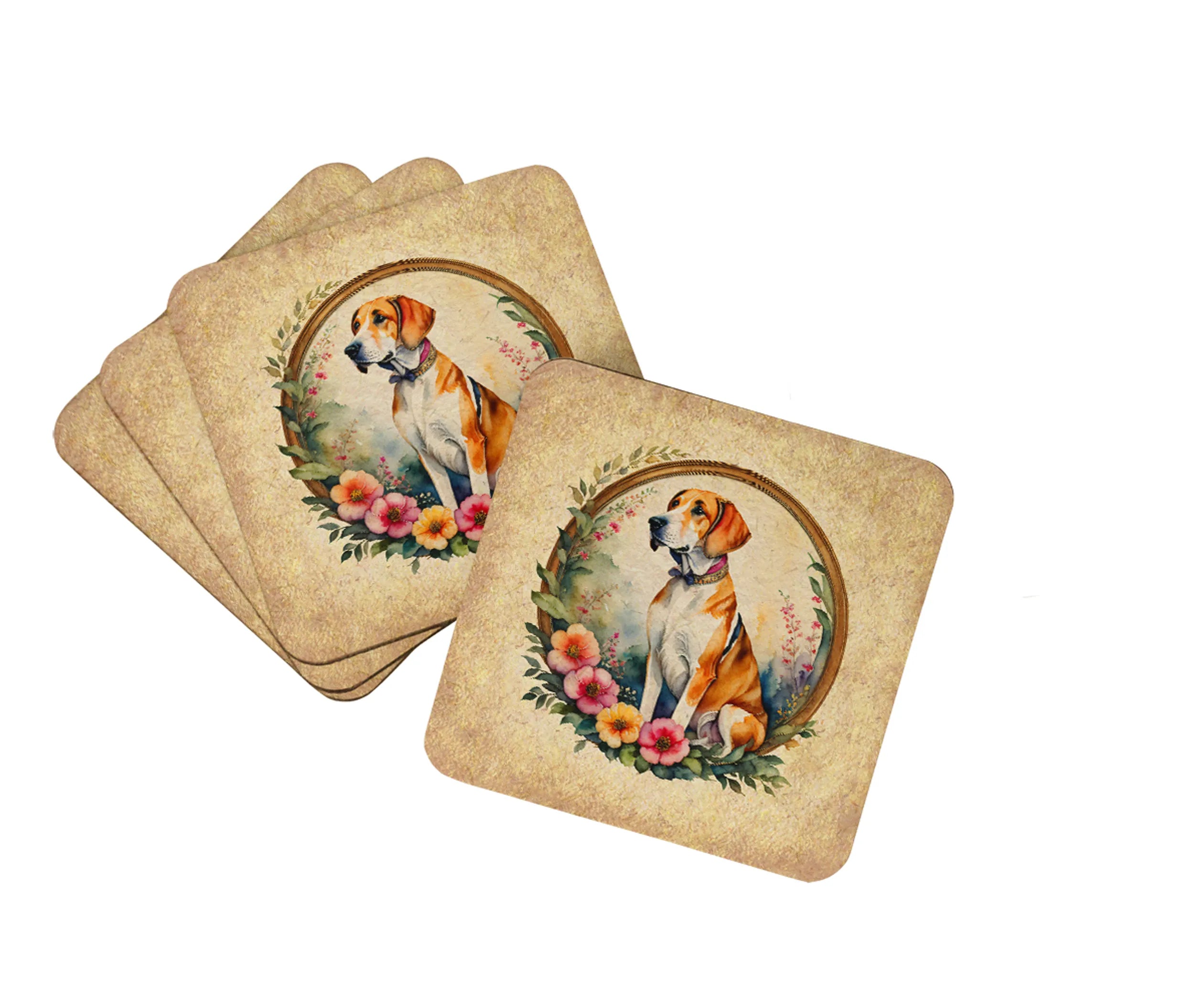Frame of Flowers Foam Coasters - Size: 3.5 | Pack Of: 1 | Collection name: Frame of flowers