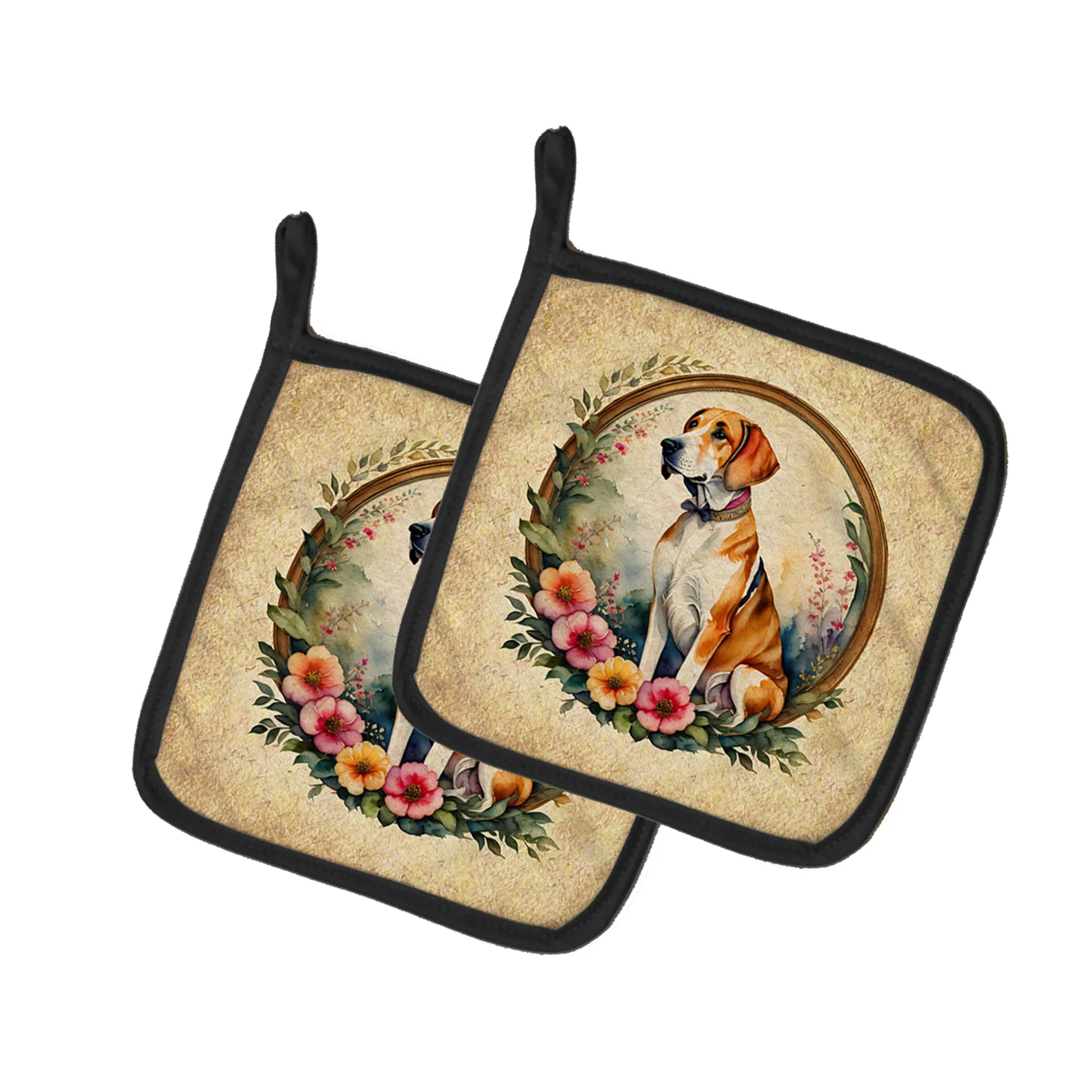 Frame of Flowers Pair of Pot Holders - Size: 7.5HX7.5W | Pack Of: 1 | Collection name: Frame of flowers