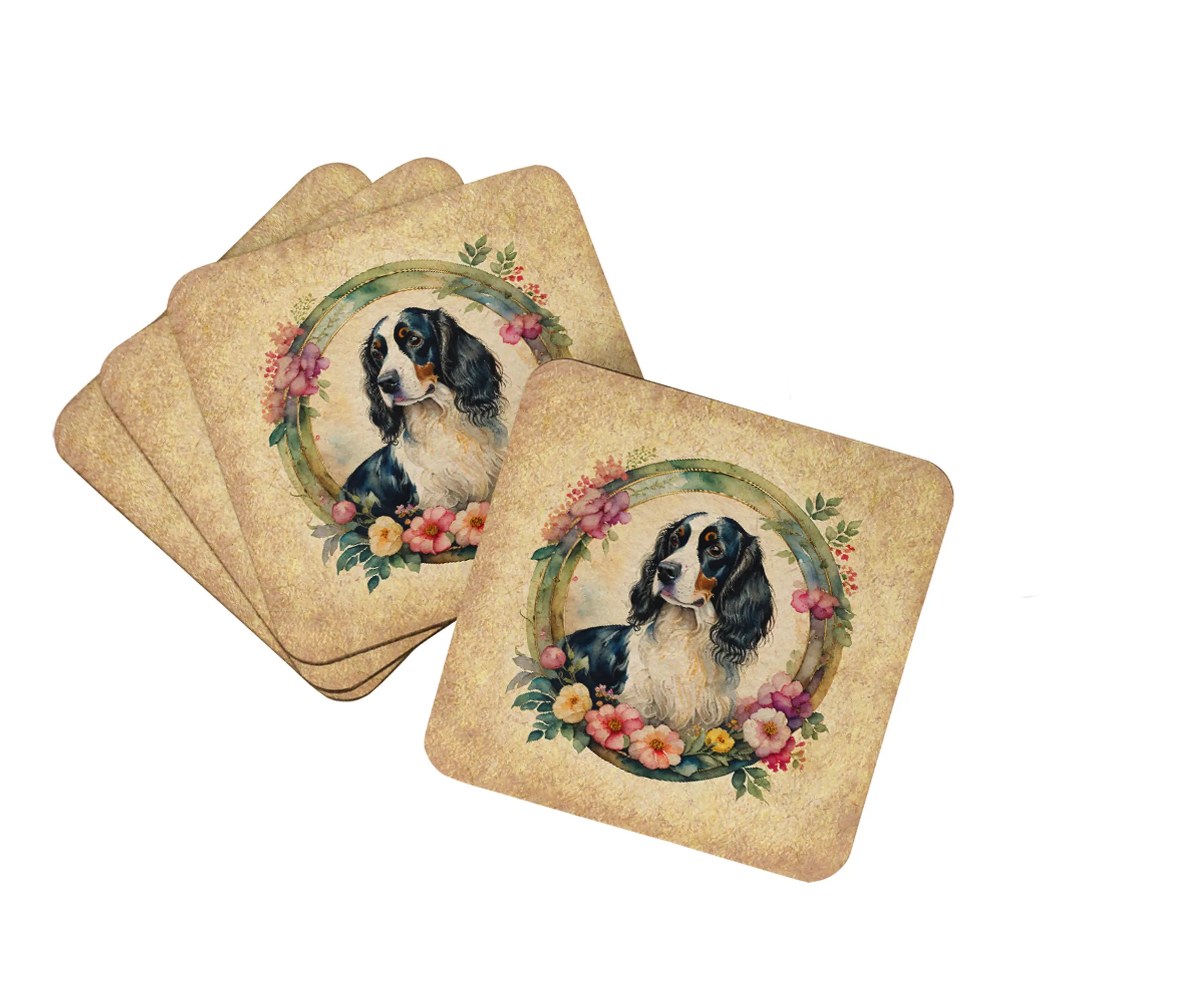 Frame of Flowers Foam Coasters - Size: 3.5 | Pack Of: 1 | Collection name: Frame of flowers