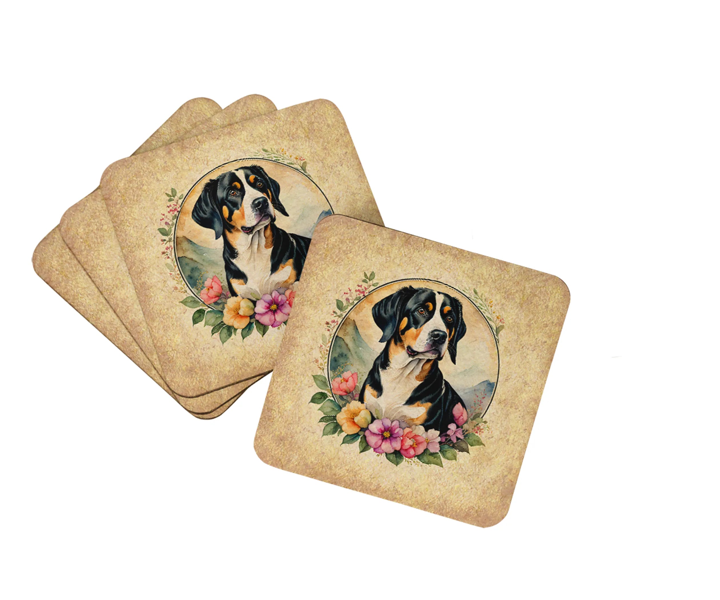Frame of Flowers Foam Coasters - Size: 3.5 | Pack Of: 1 | Collection name: Frame of flowers